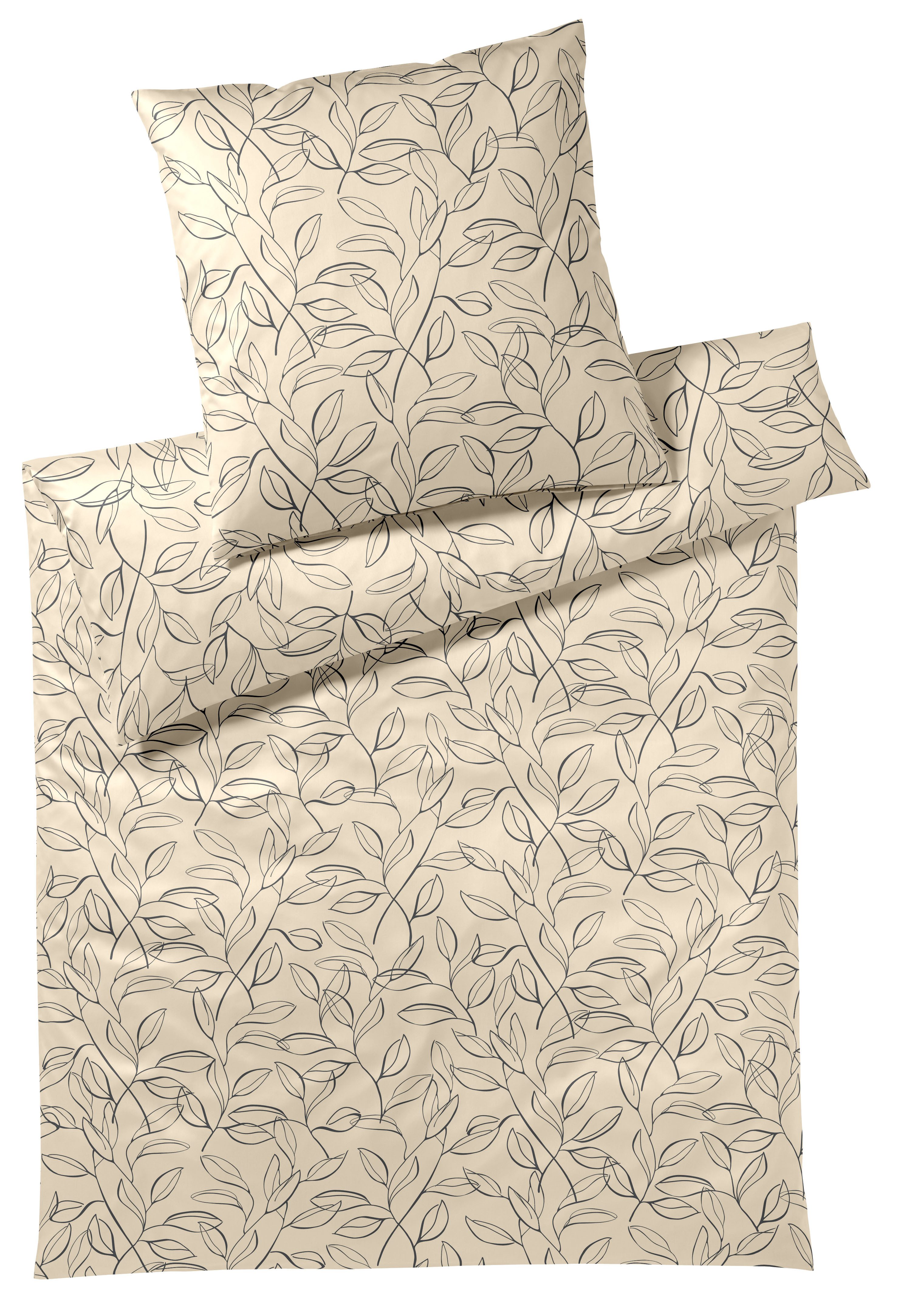 Elegante Bettwäsche Floral, Mako-Satin, 2 teilig, angenehmes Hautgefühl