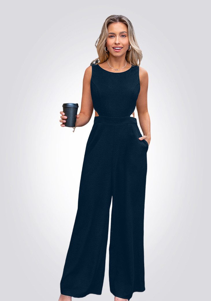 Cupshe Jumpsuit Aermelloser Jumpsuit mit Cutout Taille und Weitem Bein