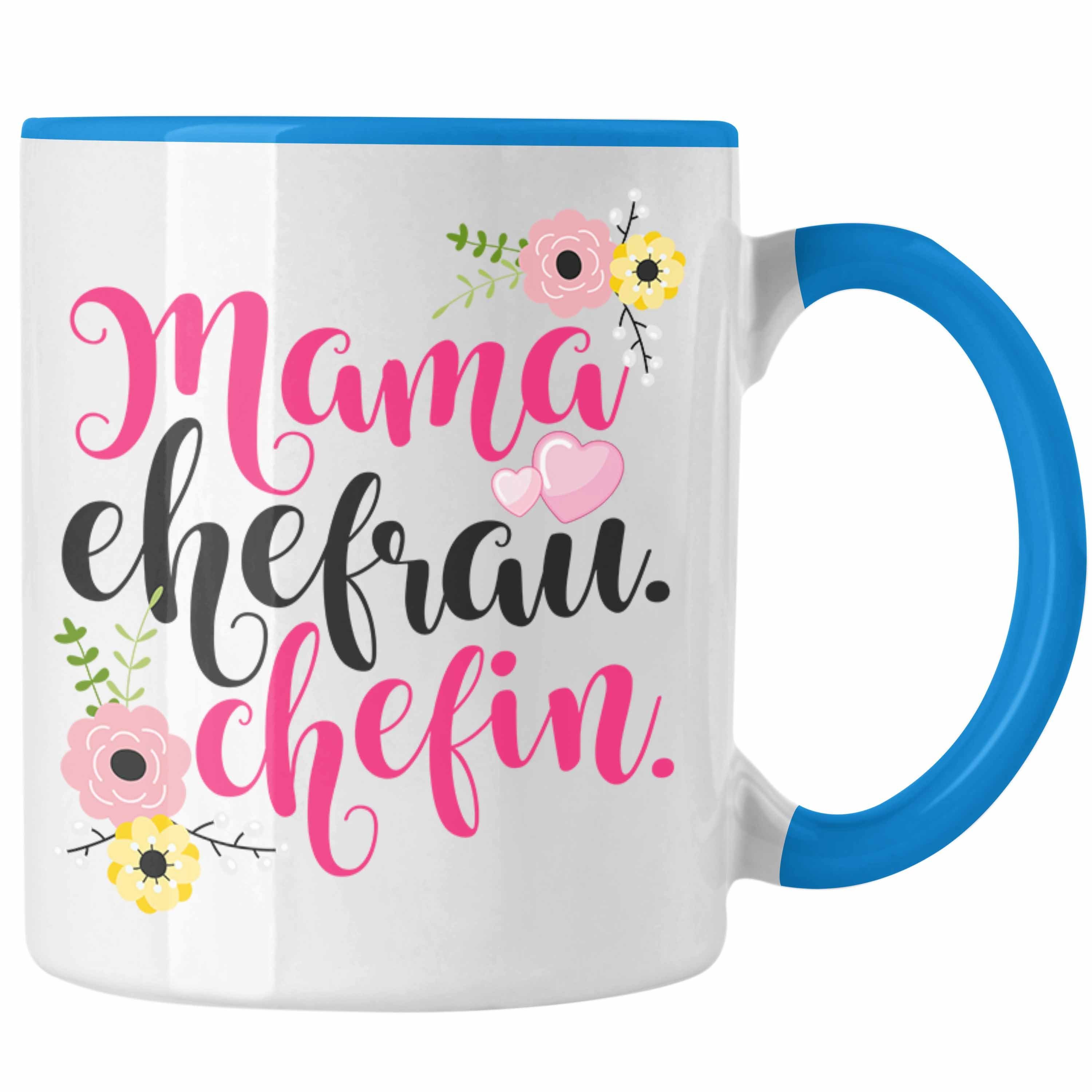 Mutter Beste Chefin Trendation Blau Geburtstag Tasse - Tasse Frau Trendation Geschenk Muttertag Mama Chefin Ehefrau