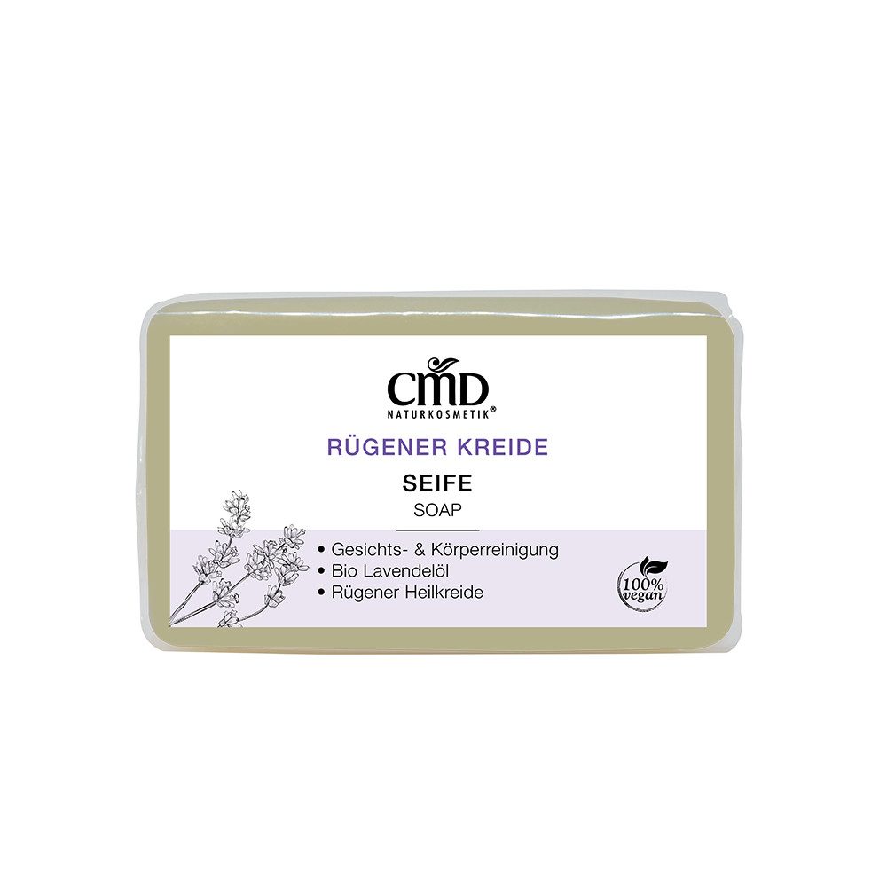 CMD Naturkosmetik Handseife Rügener Kreide Seife – Basische Pflanzenölseife, Heilkreide & Lavendel