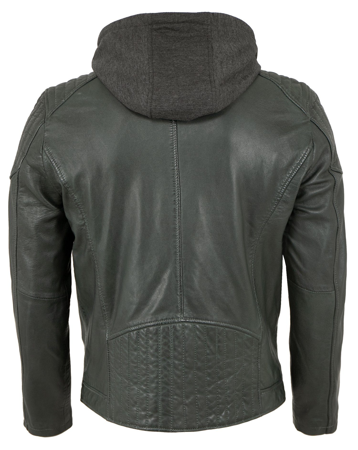 Jilani Lederjacke Arrow Jilani - Herren Lederjacke Kapuze Lammnappa petrol
