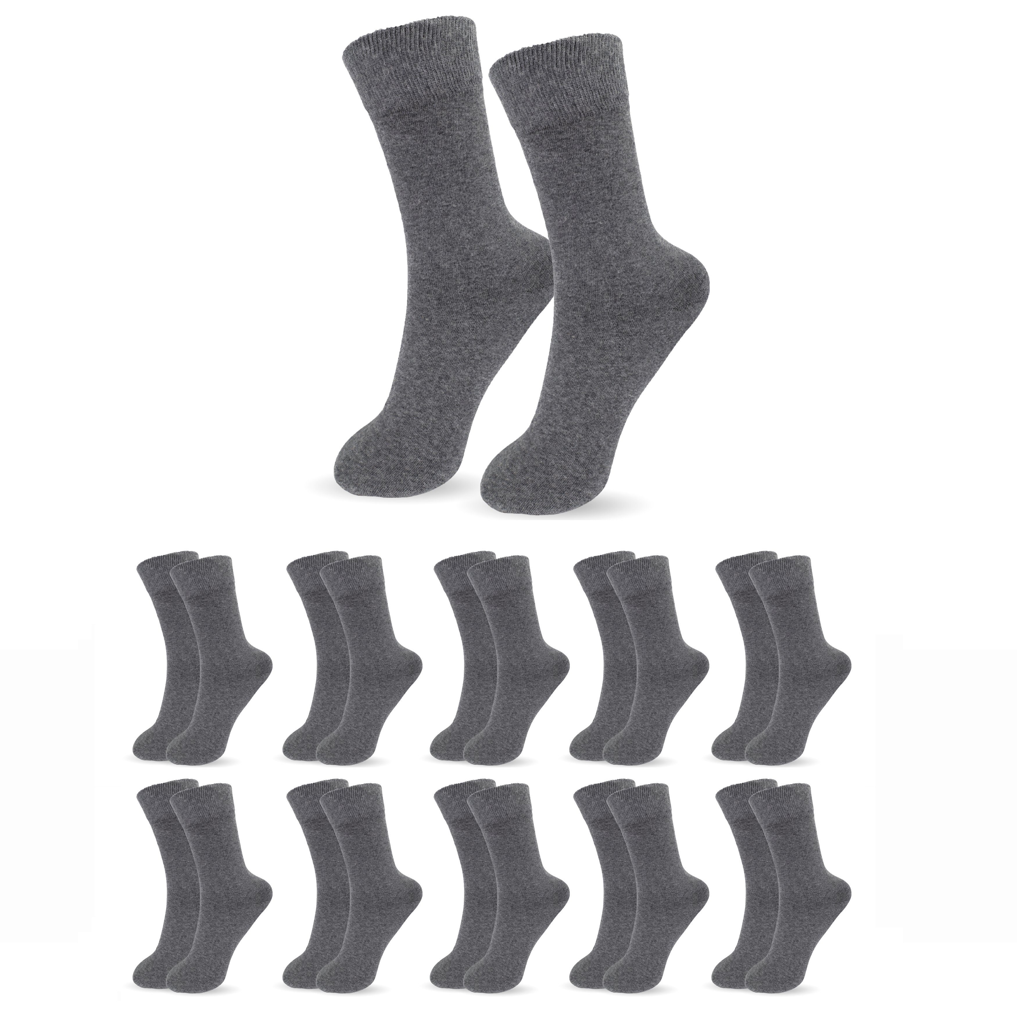 SO.I Businesssocken Herrensocken Lange Freizeit-Socken für Herren aus Baumwolle (Größen: 39-46, 5-15er Pack) Atmungsaktiver Stoff 10x Grau