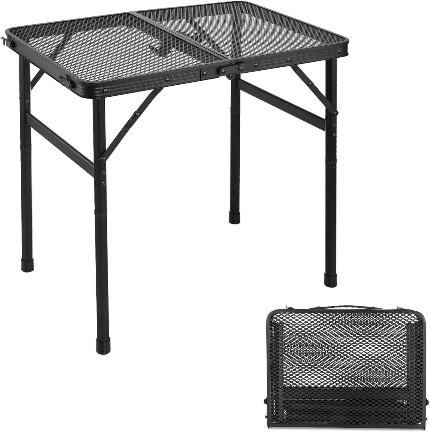 Campingstuhl 2FT Faltbarer Campingtisch höhenverstellbarer Grilltisch Mesh Desktop