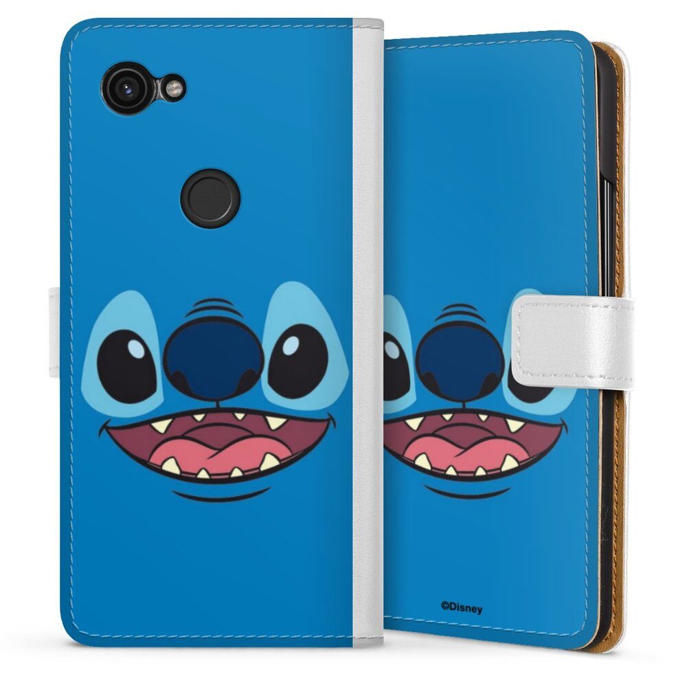 DeinDesign Handyhülle Lilo & Stitch Disney Offizielles Lizenzprodukt Stitch Closeup, Google Pixel 3a Hülle Handy Flip Case Wallet Cover Handytasche Leder