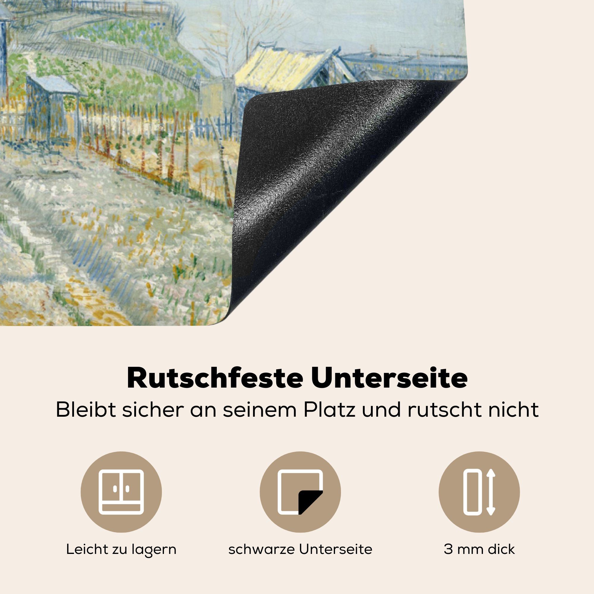 Herdblende-/Abdeckplatte MuchoWow Montmartre: küche und Gärten - Gogh, Vinyl, tlg), Vincent van 83x51 (1 cm, Arbeitsplatte für Ceranfeldabdeckung, Mühlen