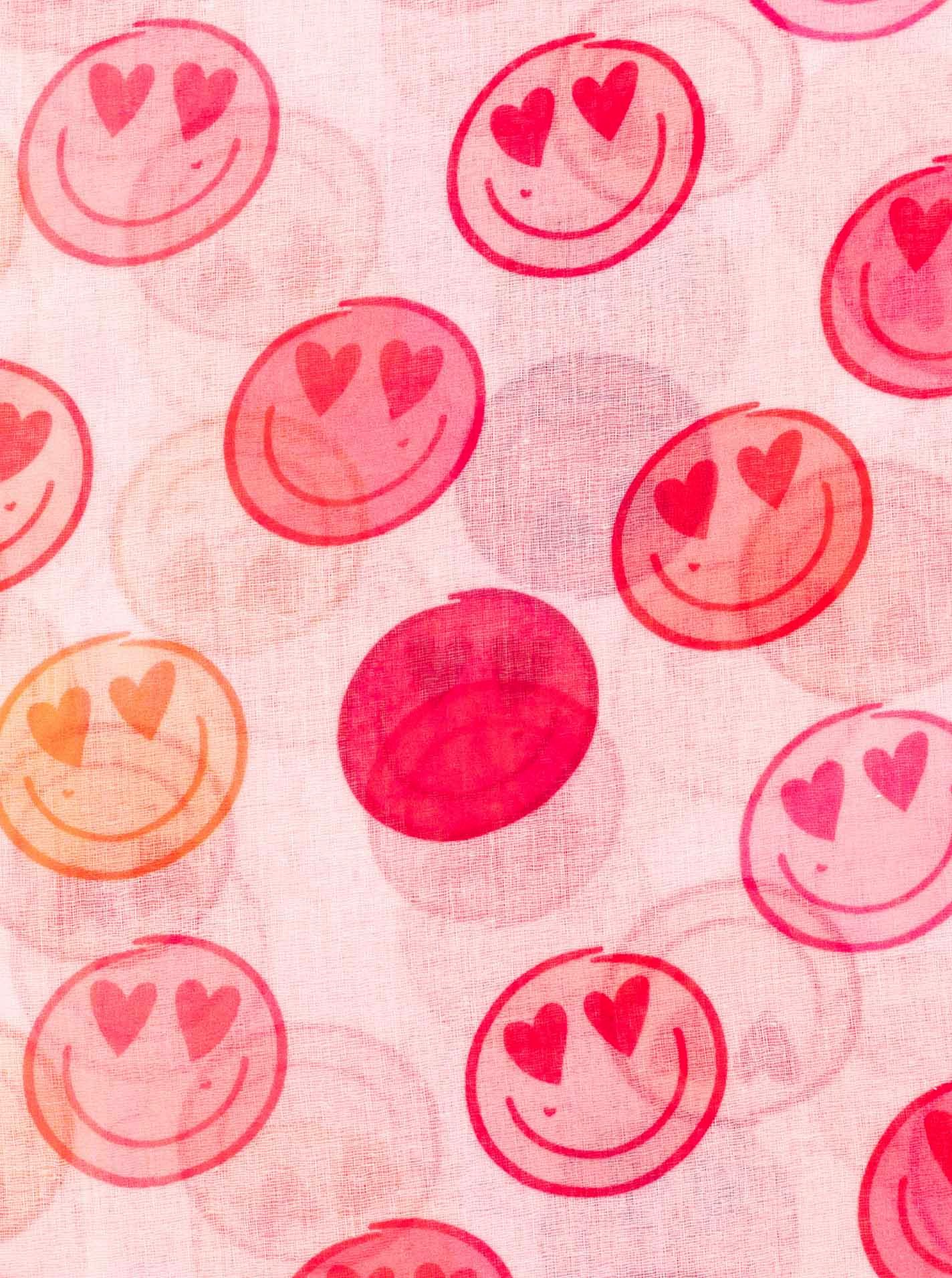 Zwillingsherz Schal "Smiles", transparenter Look, fröhliche Gesichter