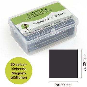OfficeTree Magnet Magnetplättchen 80 Stück, 20 x 20 x 1,2 mm - Selbstklebend Besonders Stark