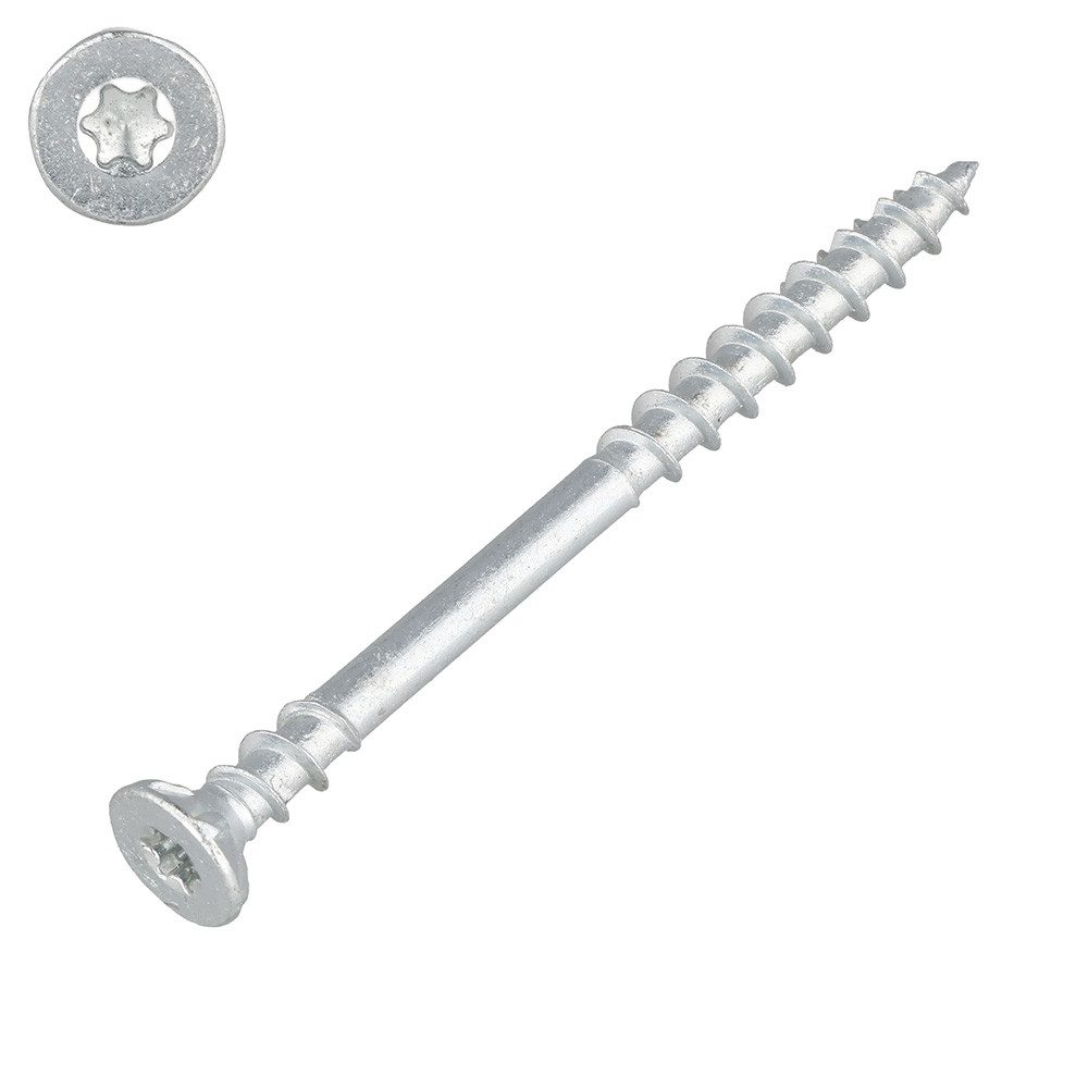 REISSER-Schraubentechnik GmbH Spanplattenschraube Verlegeschraube – Flachsenkkopf – TX20 – Teilgewinde, (140 St), Unterkopfgewinde – verzinkt – CE
