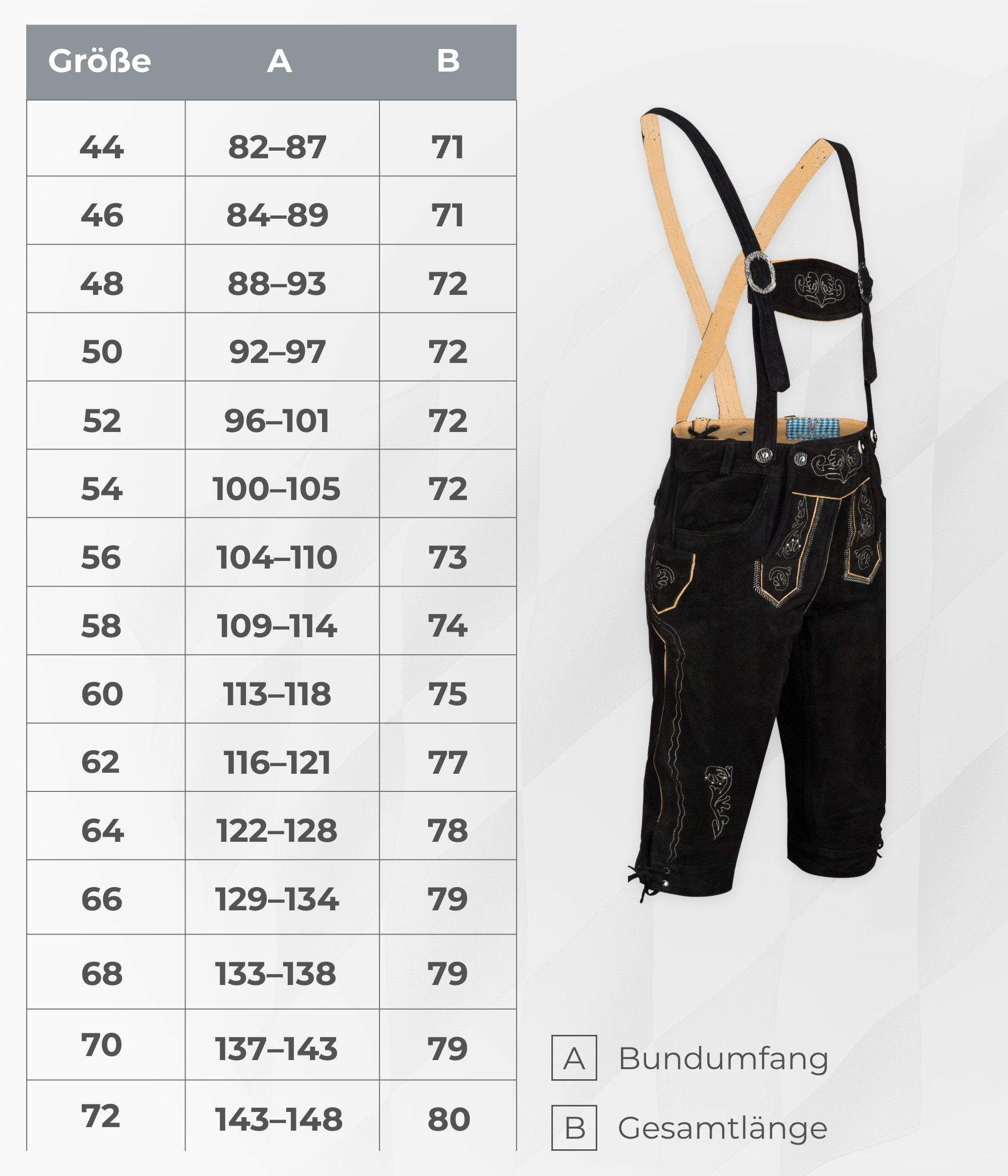 Spirit of Bavaria Trachtenlederhose aus 100% Echtleder I Lederhose Herren mit Träger I Tracht Hose Männer (I Traditionelle Trachtenlederhose für Herren, I Kniebund Oktoberfest Outfit Trachtenhose 506)