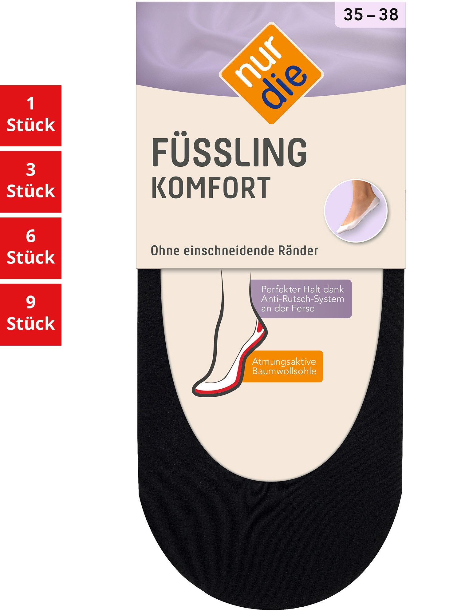 Nur Die Füßlinge Füssli Komfort Damen (1er/3er/6er/9er Pack, 1-Paar) sneaker-socken strumpf strümpfe