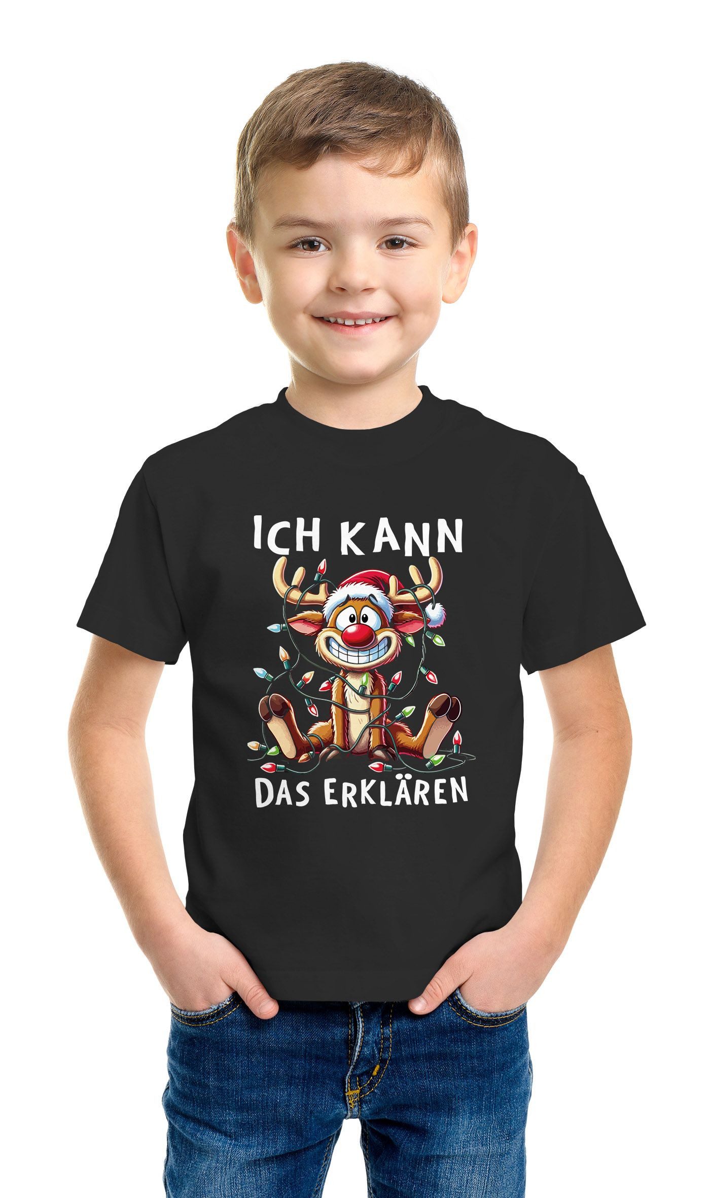 MoonWorks Print-Shirt Kinder T-Shirt Weihnachten Rentier Elch Spruch Lustig Weihnachtsshirt