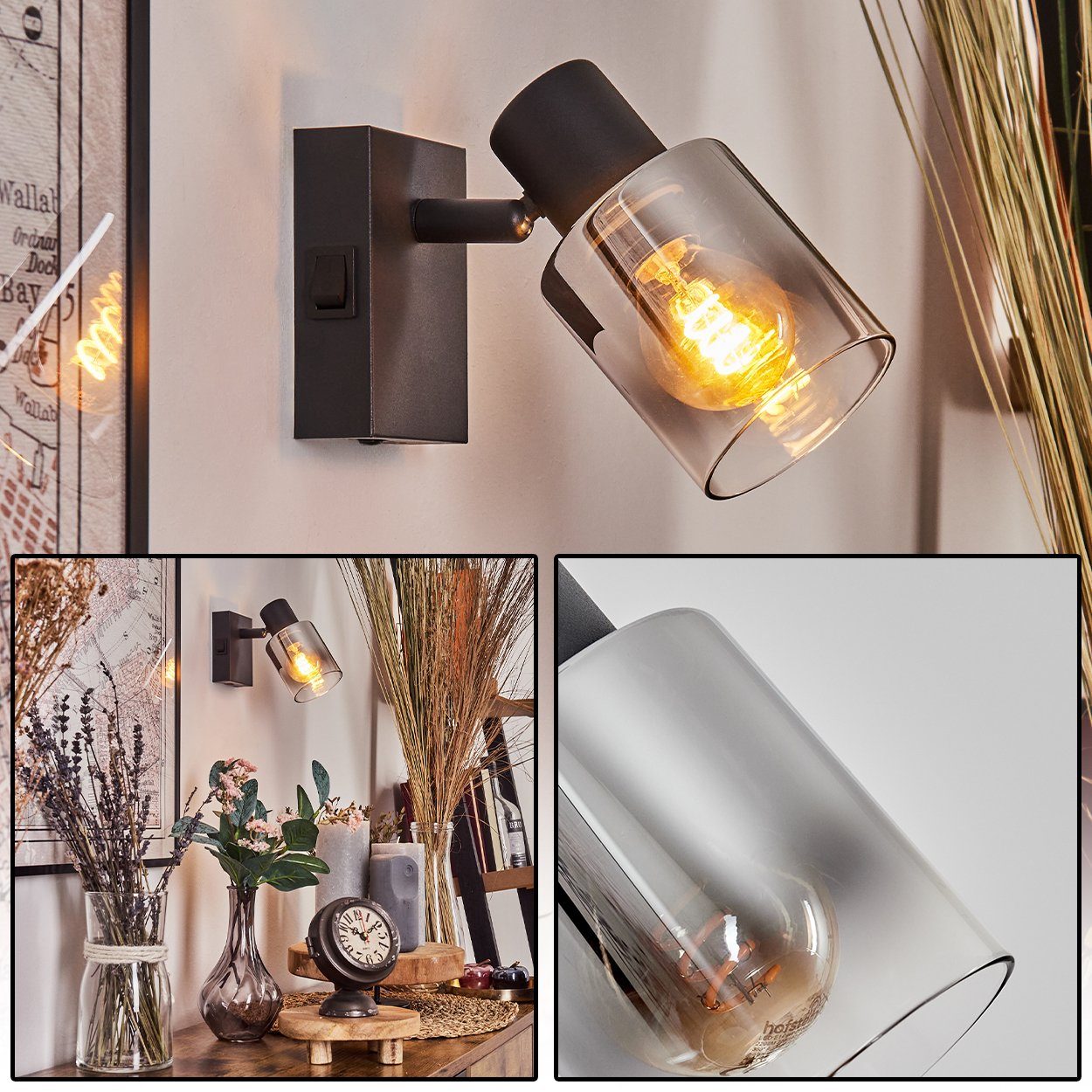 hofstein Wandleuchte moderne Wandlampe aus Metall/Glas günstig online kaufen