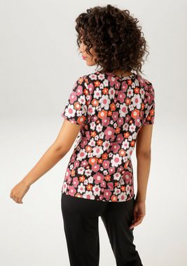 Aniston CASUAL T-Shirt mit farbharmonischen Blumen - jedes Teil ein Unikat - NEUE KOLLEKTION