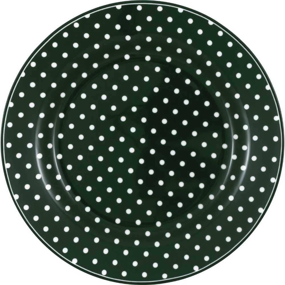 Greengate Kuchenteller Greengate Teller DOTTY DARK GREEN Grün mit weißen Punkten 20 cm