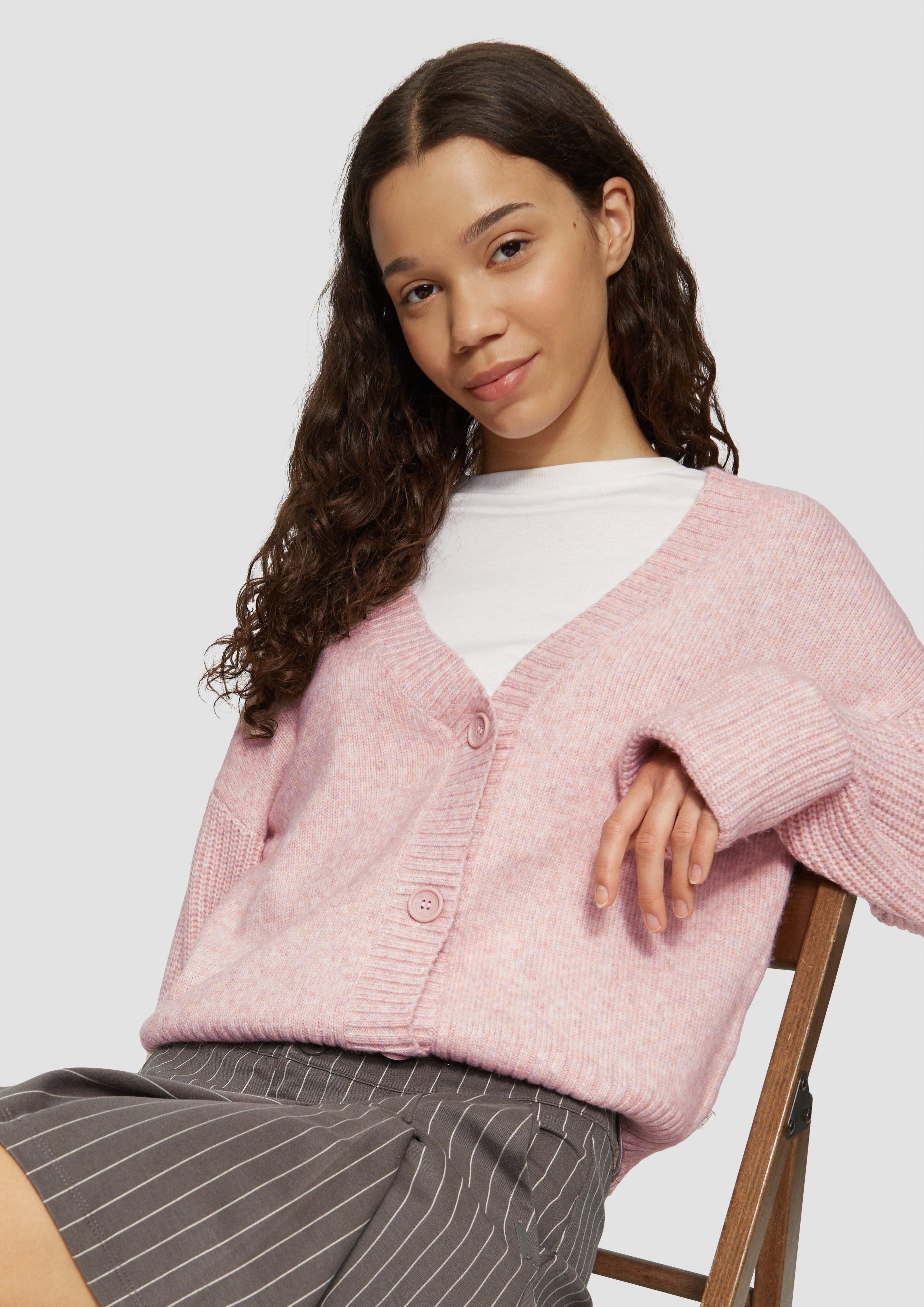 QS Funktionsjacke Weiche Strickjacke in melierter günstig online kaufen