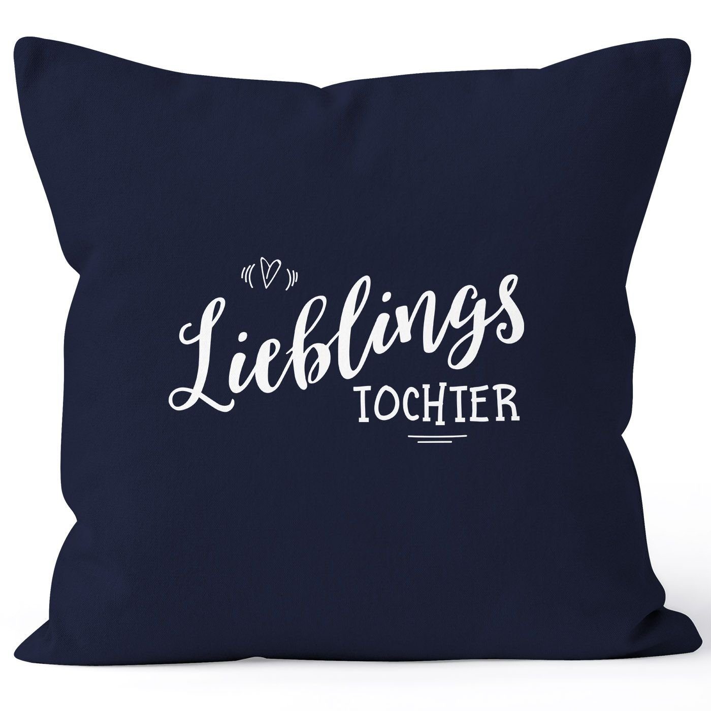 MoonWorks Dekokissen Kissenbezug Lieblingstochter Geschenk Familie Kind Kinder Tochter Mädchen Kissen-Hülle Deko-Kissen 40x40 Baumwolle MoonWorks® navy