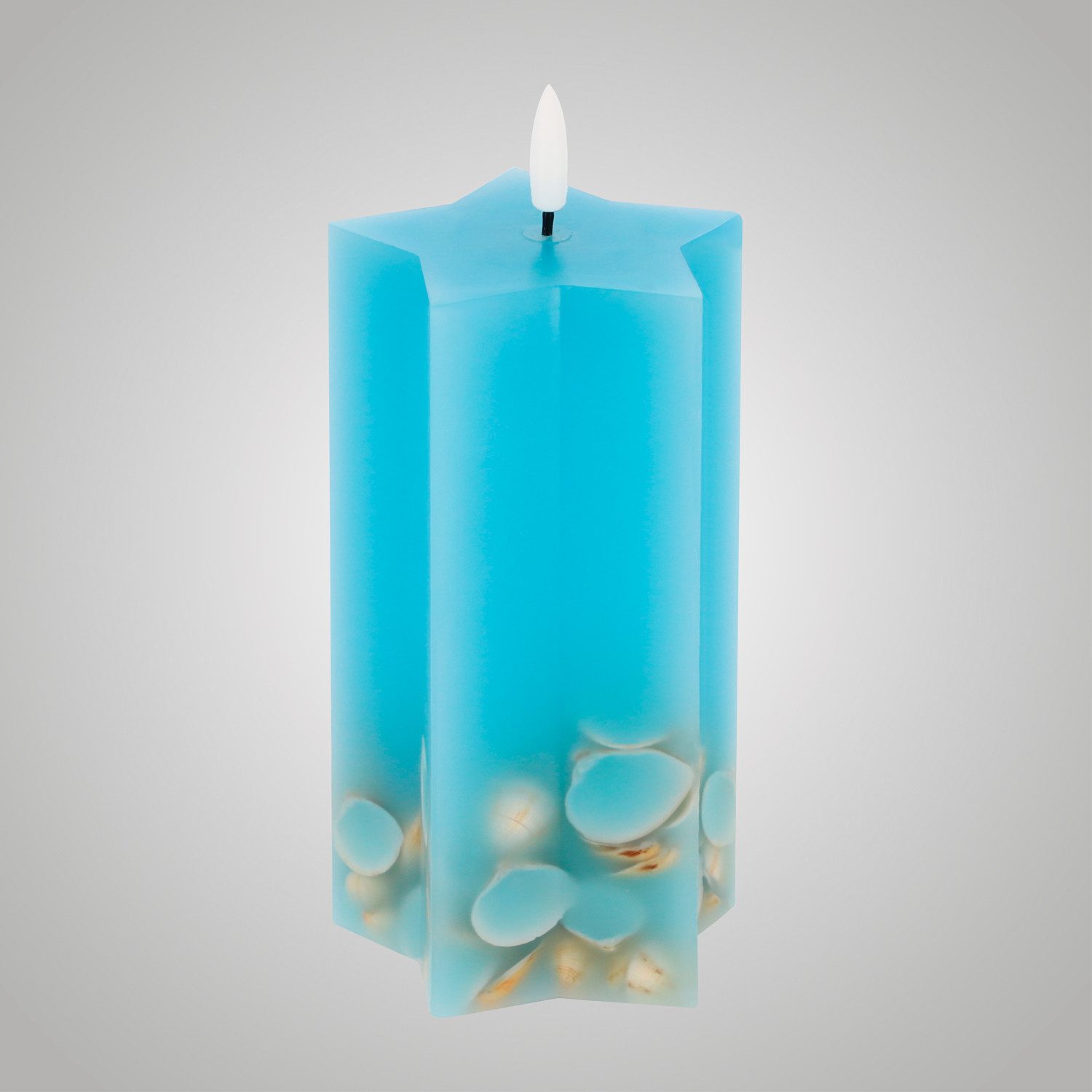 LED Universum LED-Kerze LED Universum - LED Wachskerze "Shelly Star" blau 15cm Sternform