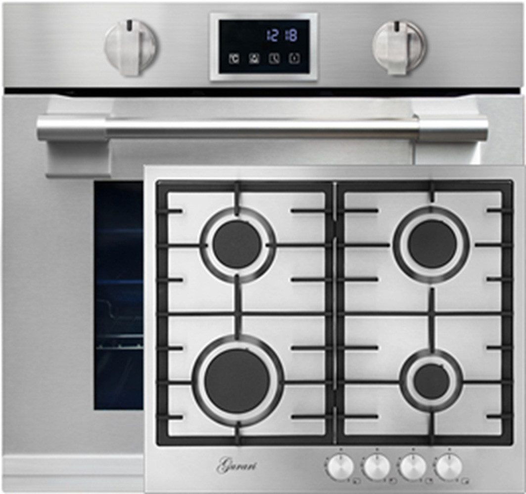 Kaiser Küchengeräte Backofen-Set Herd Set Autark XXL Einbau-Backofen 86L, mit Pyrolyse & AirFry, Touchdisplay, Drehknebel, 11 Funktionen, Edelstahl mit Anti-Touch-Effekt+Gas-Kochfeld 60 cm, Edelstahl 4,0 KW WOK, 4 Gasbrenner,Autark EH 6339+GCH FB 604, mit 1-fach-Teleskopauszug