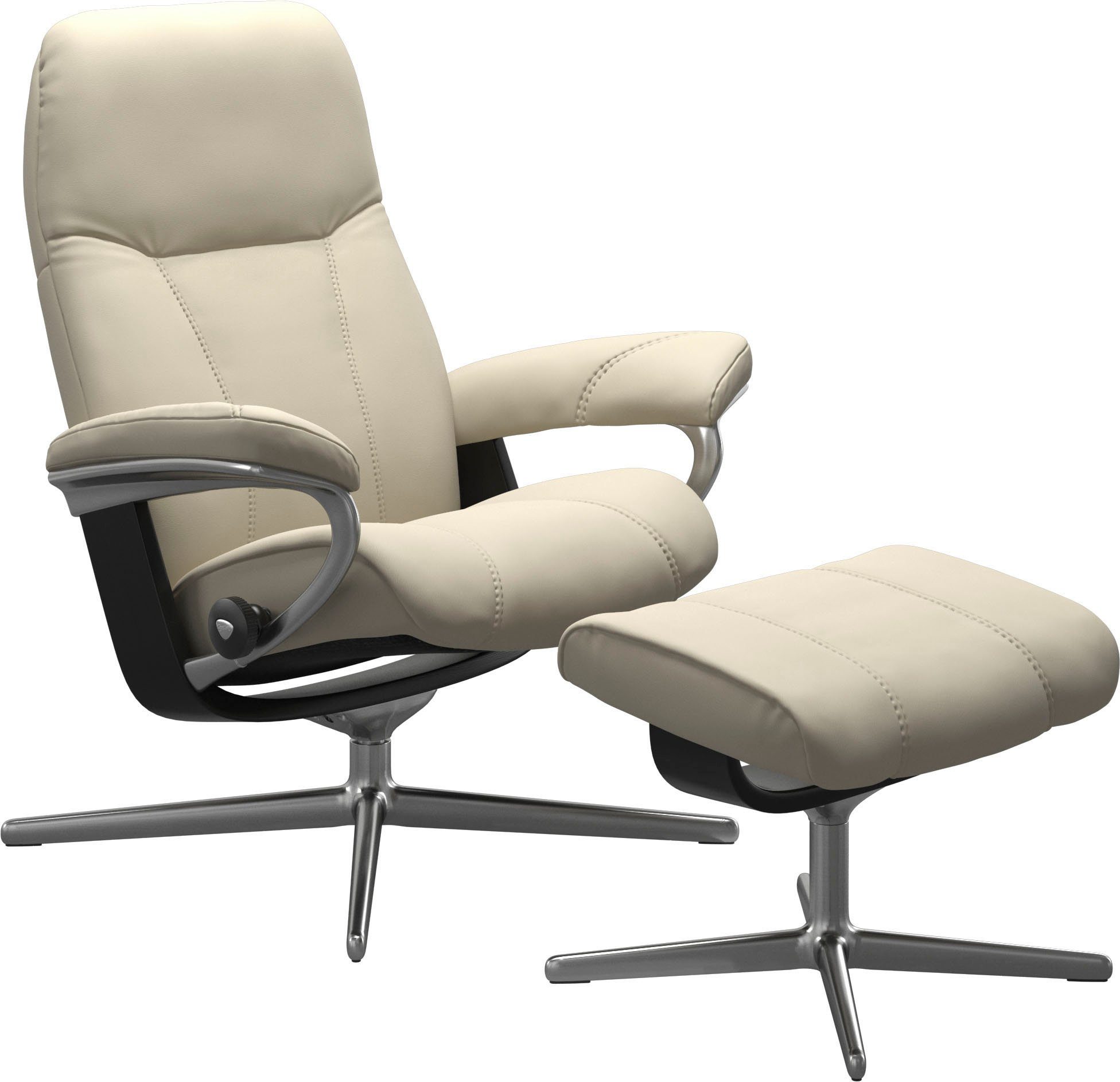Stressless® Relaxsessel Consul (Set, Relaxsessel mit Hocker), mit Hocker, mit Cross Base, Größe S, M & L, Holzakzent Schwarz