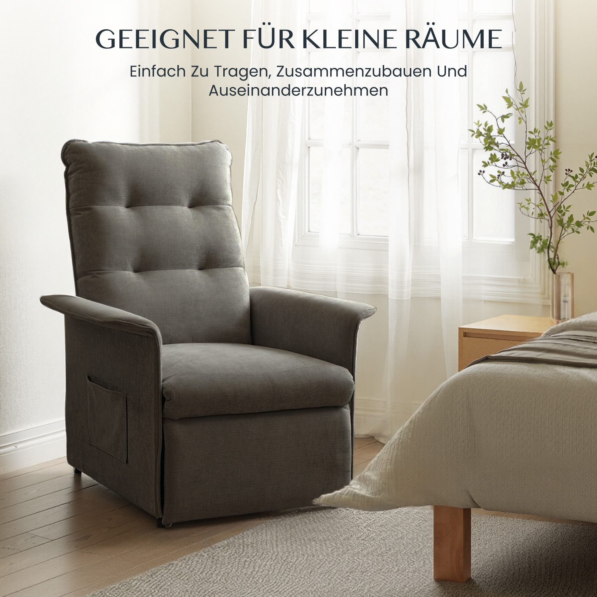 FLEXISPOT Sessel Elektrischer Relaxsessel – Ergonomischer Liegesessel mit Relaxfunktion (leicht zu montieren, kompakt verpackt & einfach zu transportieren), Fernsehsessel, ergonomisch, bis 200 kg belastbar, 105°-155°