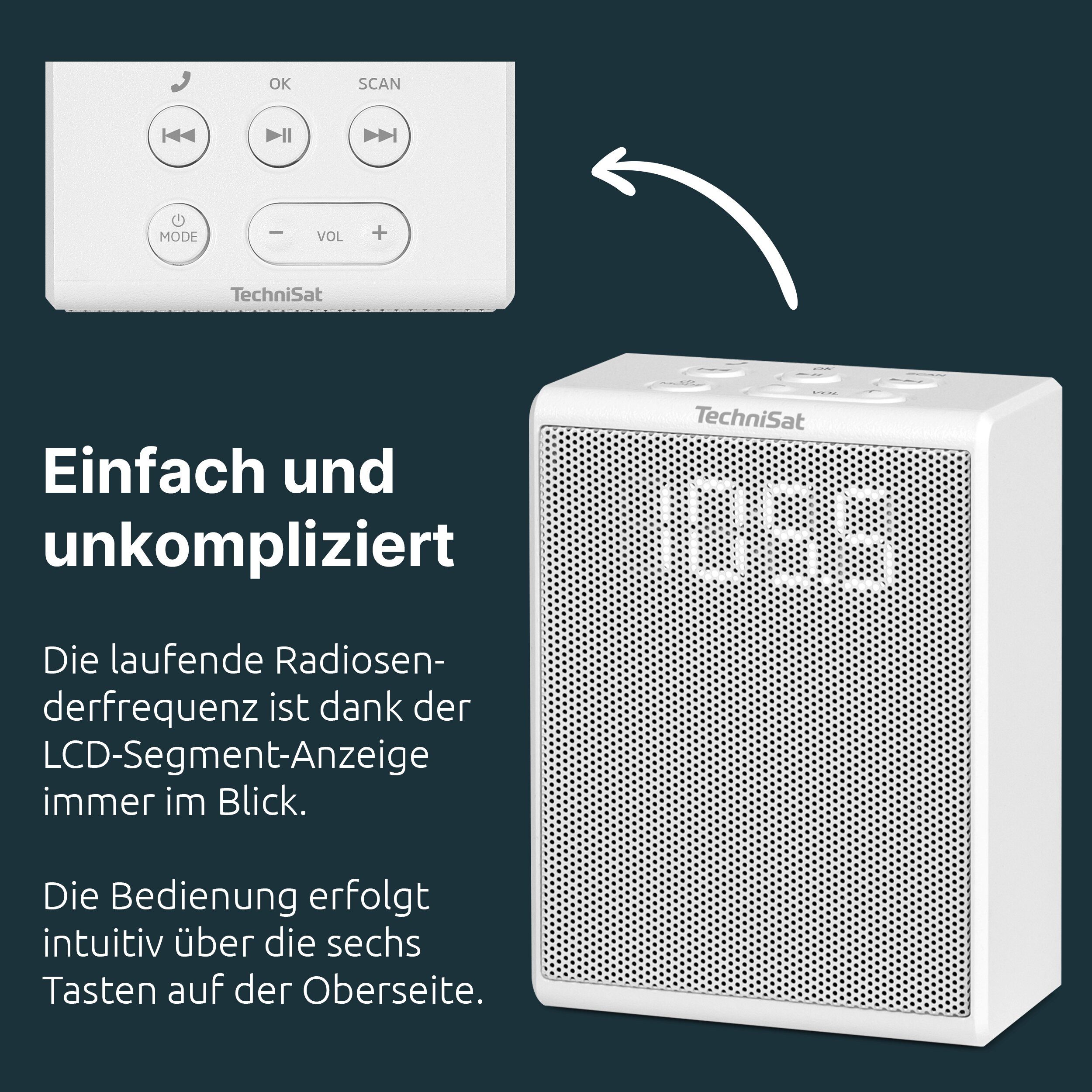 TechniSat VIOLA Steckdosenradio Steckdosen-Radio (FM-Tuner mit RDS, 1.5 W, Steckdosenbetrieb, Bluetooth 5.3, Freisprechfunktion) – Bild 4 von 5
