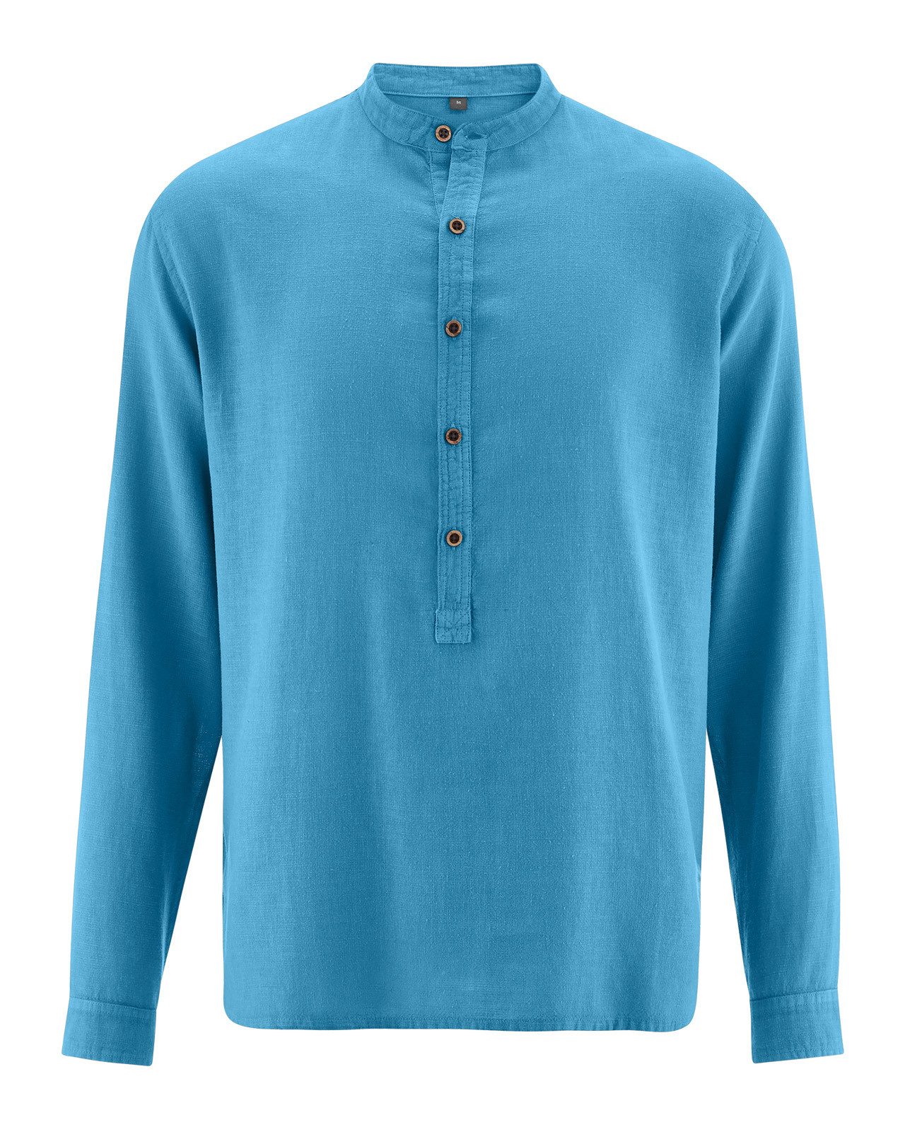 Langarmhemd Stehkragen Schlupfhemd Hanf/Biobaumwolle Casual Fit