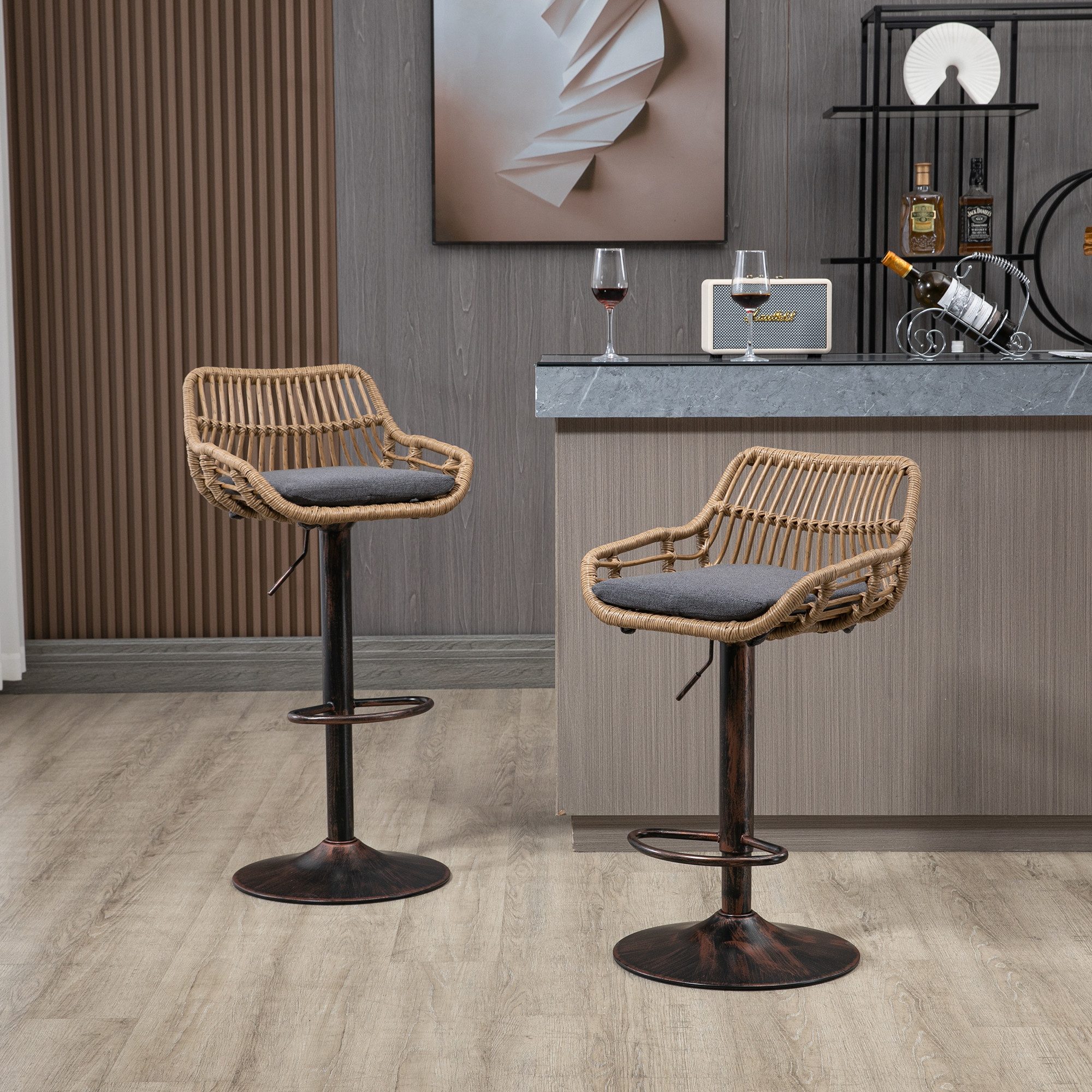 Celya Barhocker (2st),Barstühle 360°Drehbar Küchenstühle Sitzhöhe 65cm-85cm günstig online kaufen