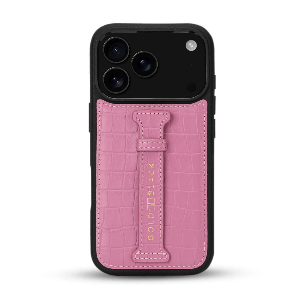 GOLDBLACK Handyhülle GOLDBLACK iPhone 17 Pro Lederhülle CrocPrestige - mit Fingerschlaufe – Bild 2 von 5