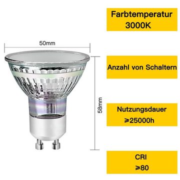 ZMH LED-Leuchtmittel GU10 LED Warmweiß 3.5W Leuchtmittel 110° Spot Nicht Dimmbar, GU10, 10 St., 3000k, Glühlampenäquivalent-Wattzahl 40W
