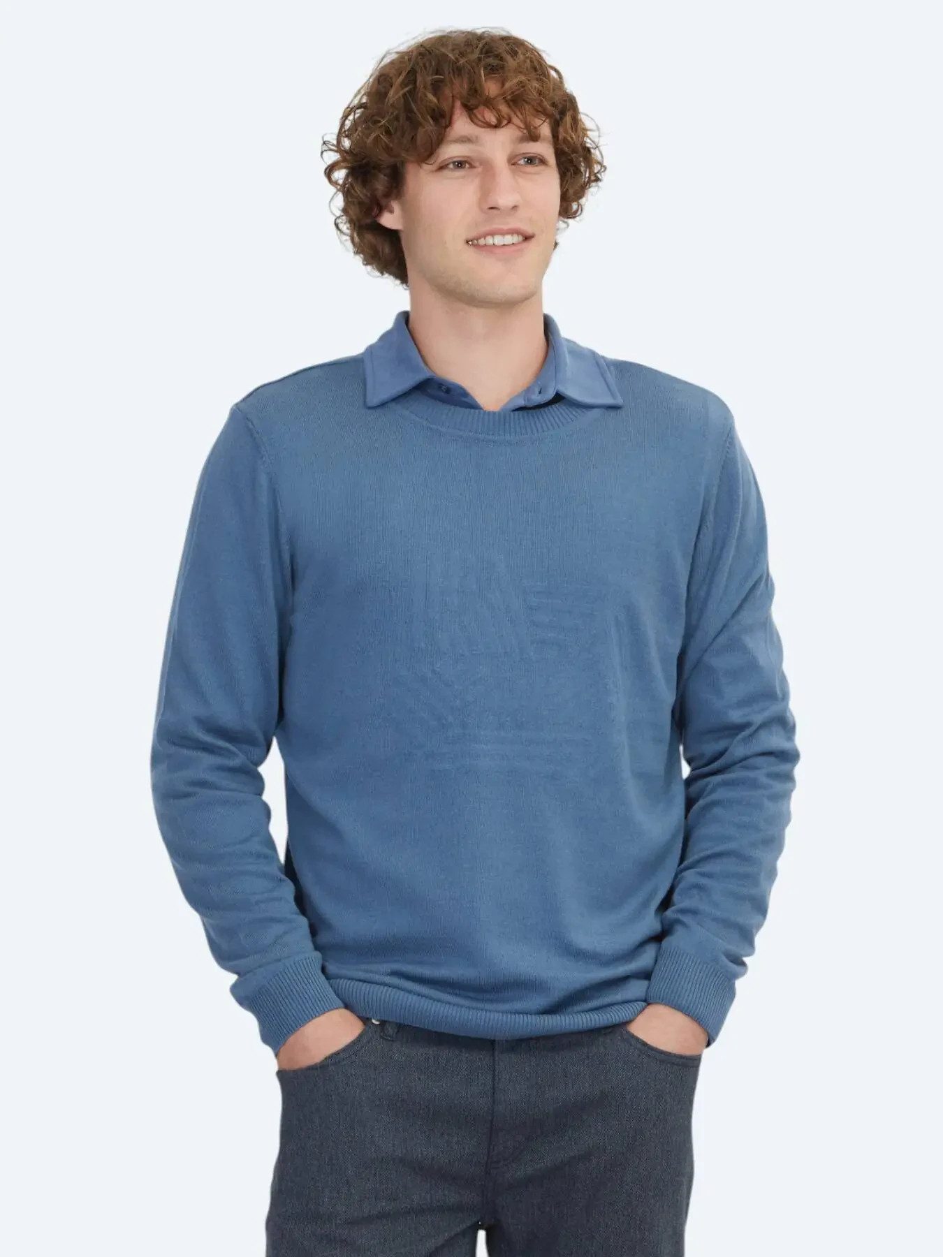 KİP Steppweste Hellblaues Strick-Sweatshirt