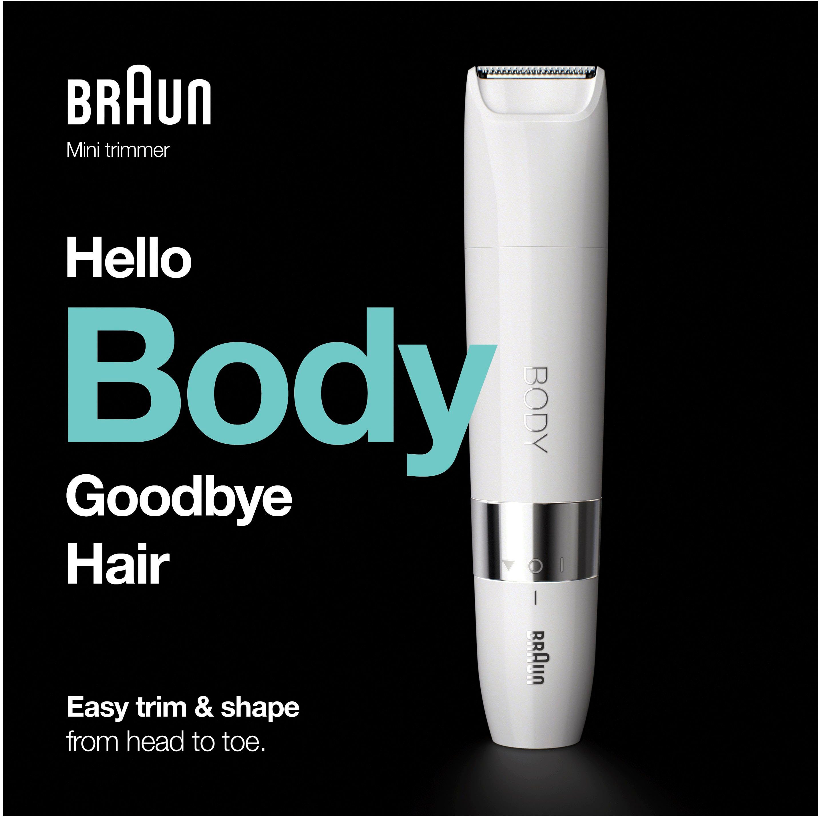 Braun Elektrokörperrasierer Mini Body-& Bikini-Trimmer unterwegs für Mini-Größe Aufsätze: BS1000, 1