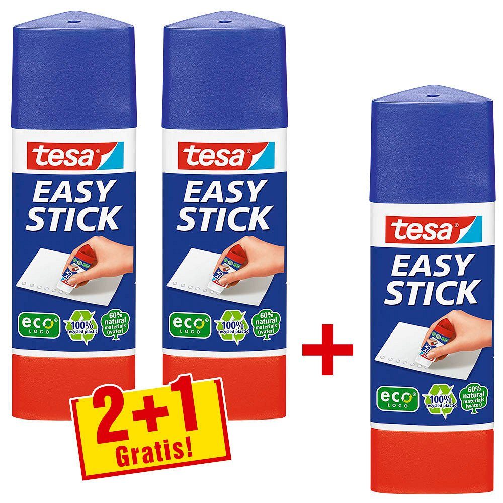tesa tesa ecoLogo Easy Stick Klebestift, Promo-Pack 3 x 25 g Tintenpatrone