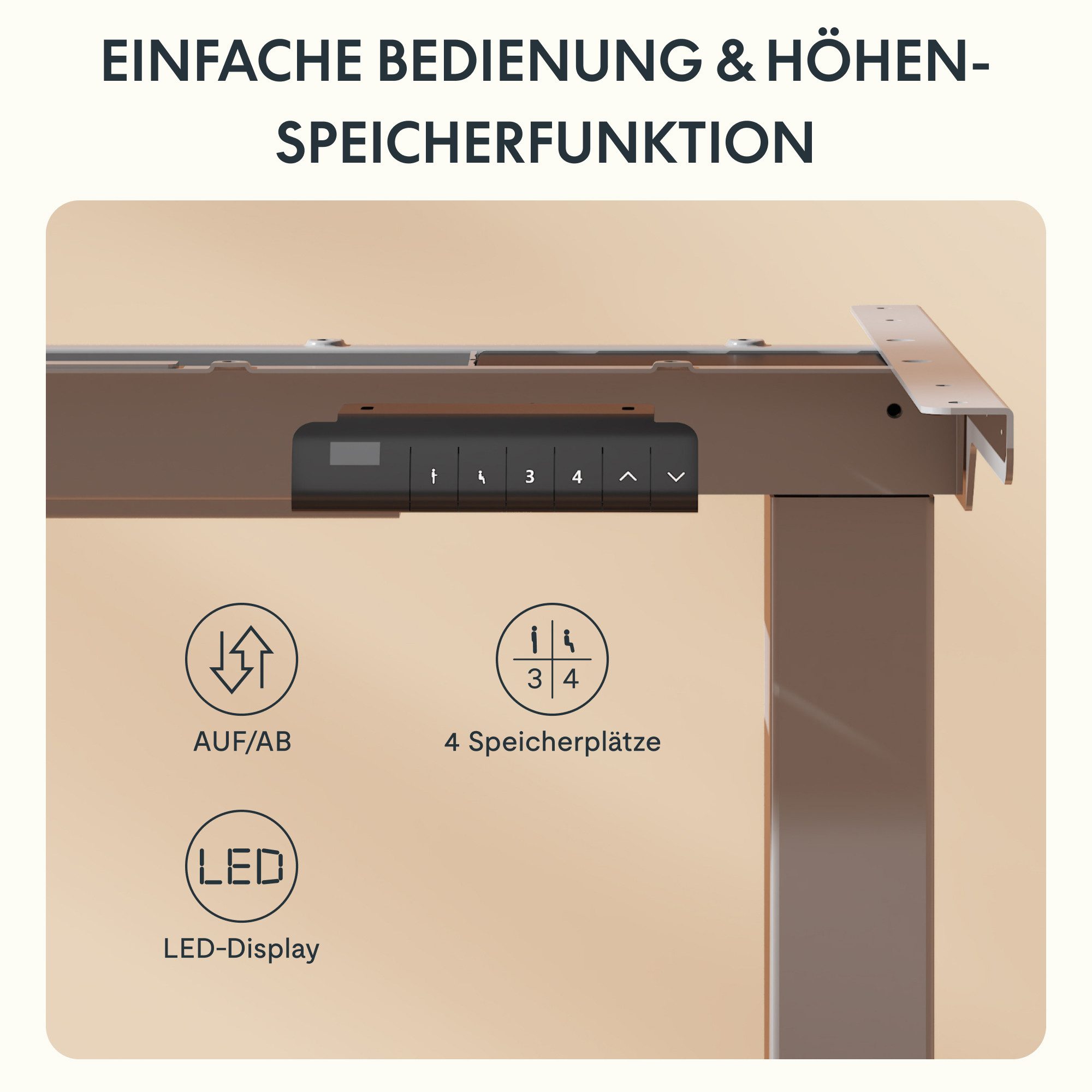 FLEXISPOT Schreibtisch Basic Plus höhenverstellbarer Schreibtisch mit Premium-Zubehör-Set (2 Motore & 2-Fach-Teleskop & 4 Höhenspeichertasten), MIT 25MM einteiliger Tischplatte, 120/140/160/180