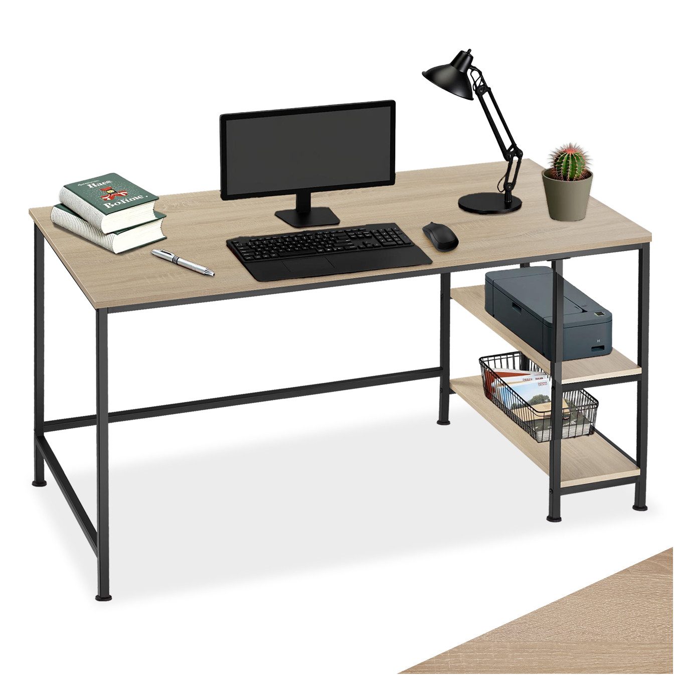 tectake Schreibtisch Computer-Schreibtisch (1-St., 1 tlg), Geradliniger Computer-Schreibtisch im minimalistischen Industrie-Stil