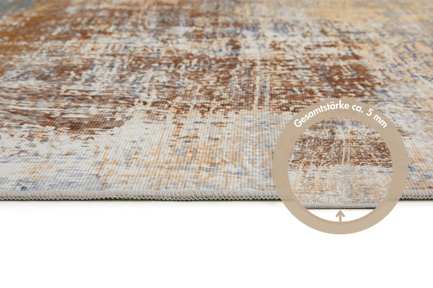 Andiamo Teppich Pila dünner Kurzflorteppich, rechteckig, Höhe: 5 mm, bedruckt, abstraktes Muster, modern, weich, Wohnzimmerteppich – Bild 4 von 5