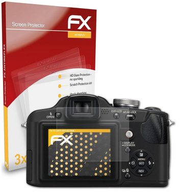 atFoliX Schutzfolie für Panasonic Lumix DMC-FZ18, (3 Folien), Entspiegelnd und stoßdämpfend