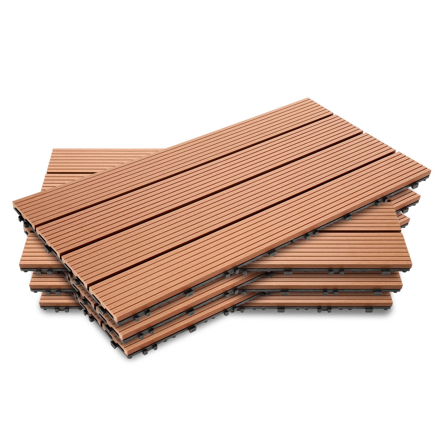Clanmacy Holzfliesen WPC Balkonfliesen 30x30cm, Holzoptik, günstig online kaufen