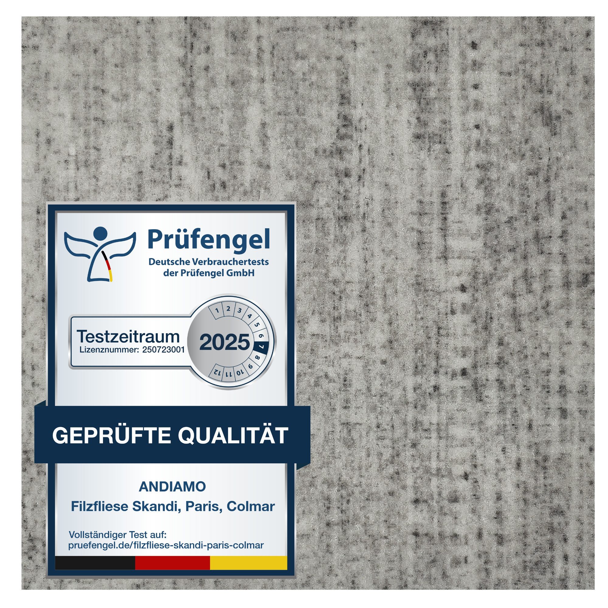 Andiamo Teppichfliese Paris Nadelfilz, quadratisch, Höhe: 4 mm, 40x40 cm, selbstklebend, robust & strapazierfähig, 25 Stück (4 qm)
