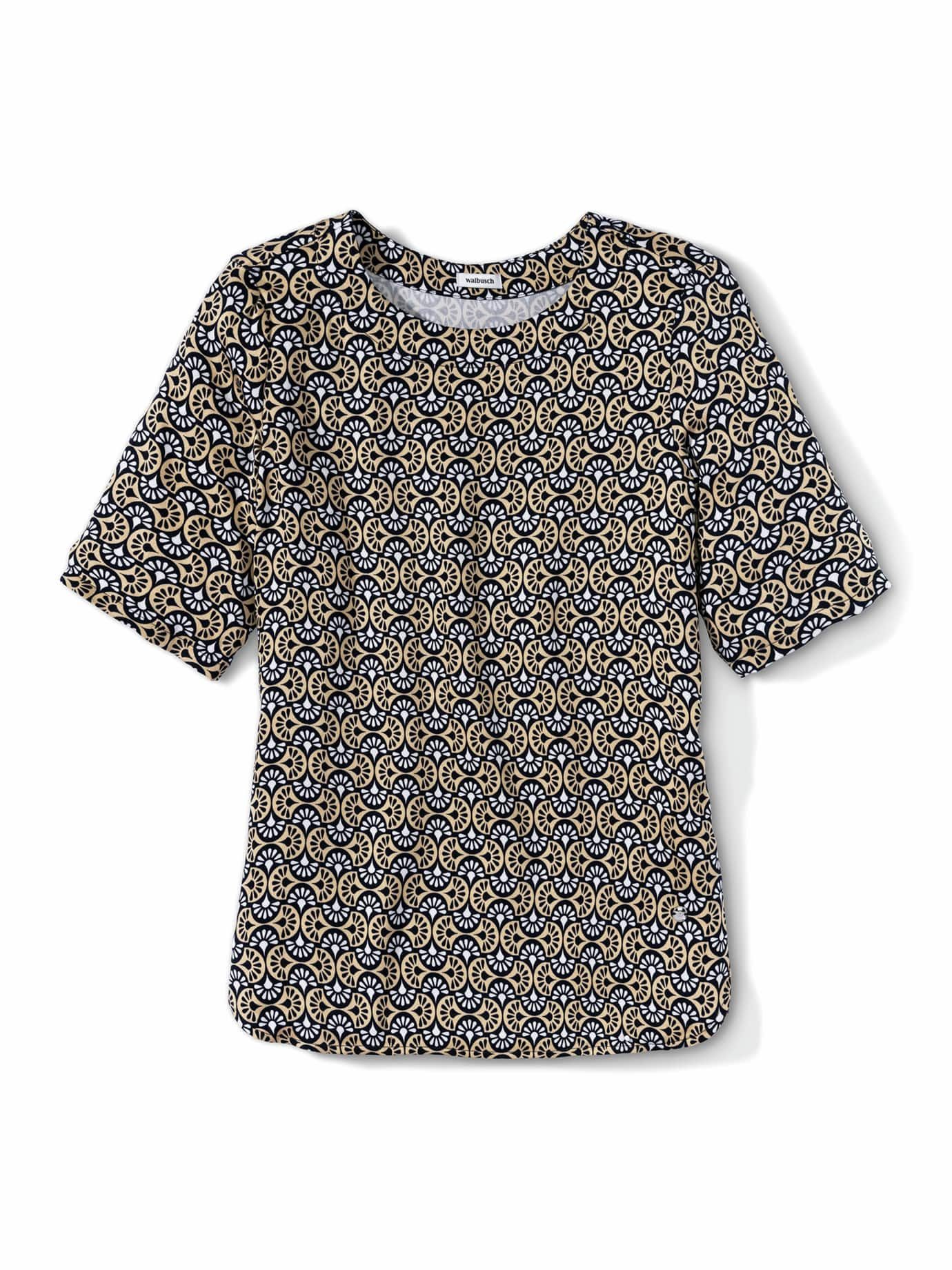 Walbusch T-Shirt Damen Extraleichte Viskose Satin Bluse Rundhals Kurzarm Shirtbluse, einlaufsicher, pflegeleicht, weichfließender Stoff