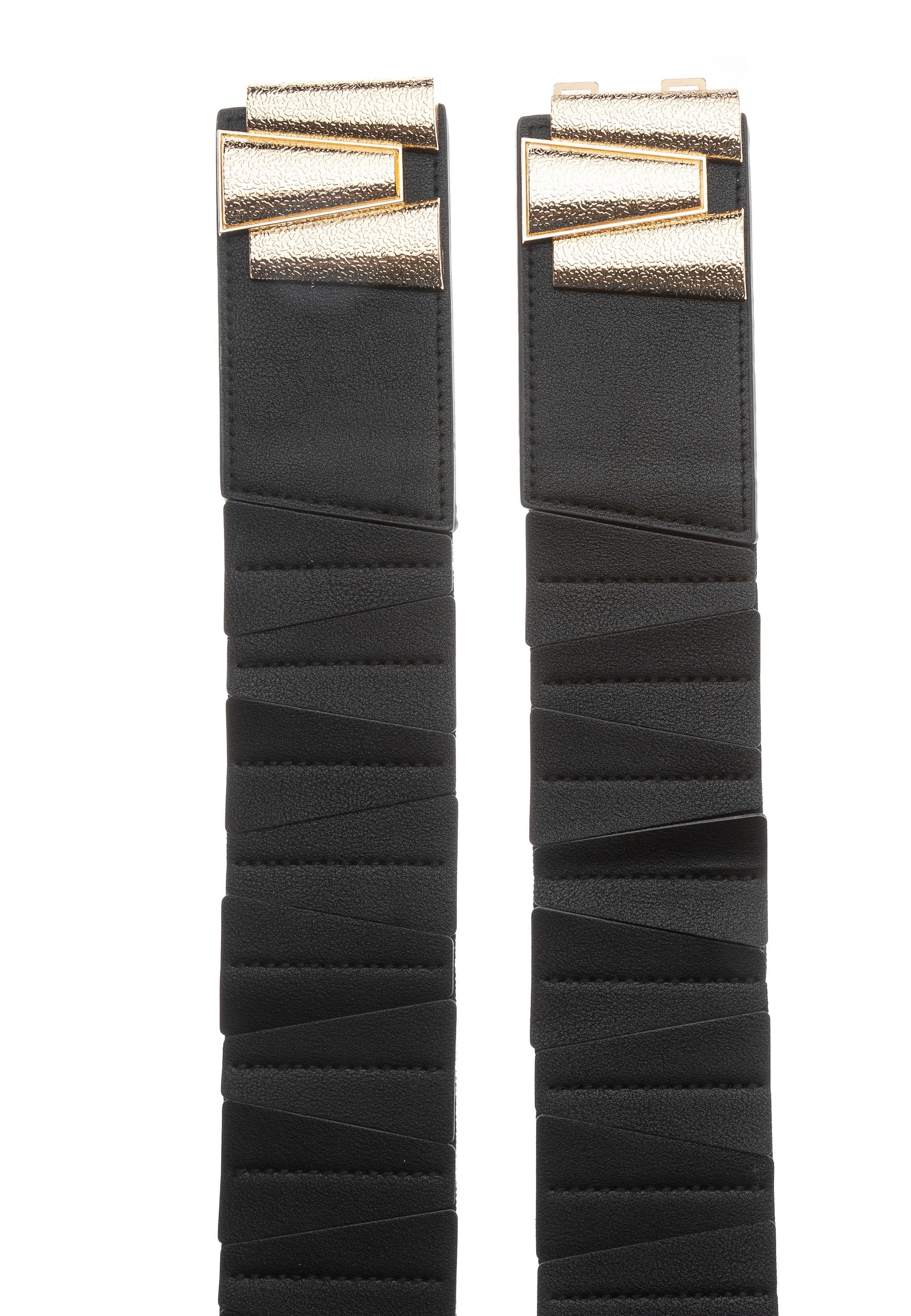 Accessoires Taillengürtel goldenem Stretchgürtel Cassandra mit "Cone" schwarz Hakenverschluß