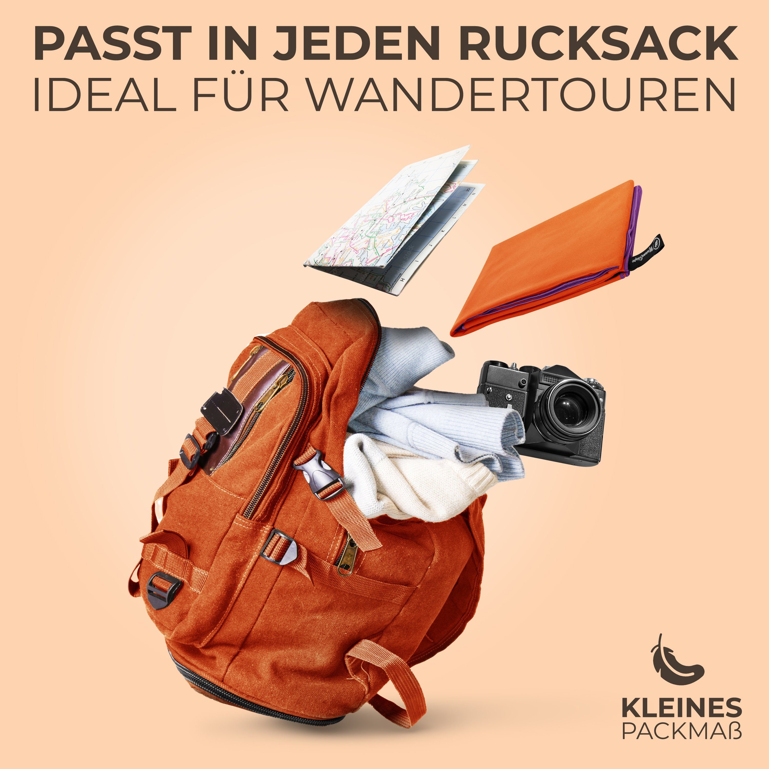 NirvanaShape Reisehandtuch Mikrofaser Handtücher Set, Badehandtuch, Reisehandtuch, Strandtuch, Ecktasche mit Reißverschluss, saugfähig, leicht, schnelltrocknend