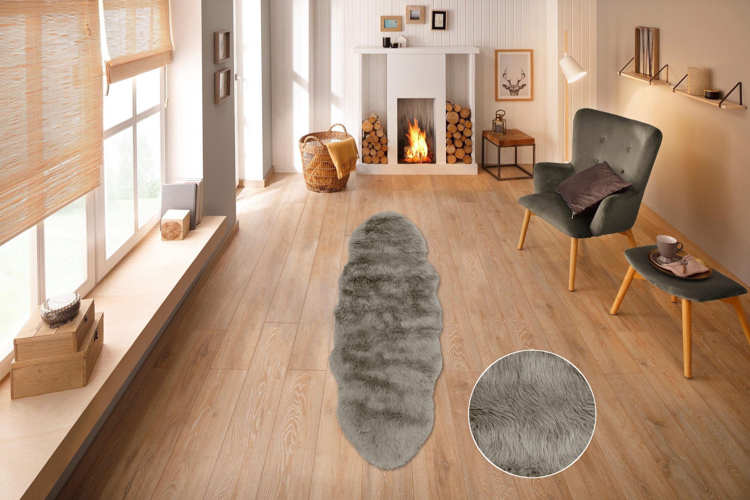my home Hochflor-Teppich Valeria Fellteppich kuschelig, fellförmig, Höhe: 6 günstig online kaufen