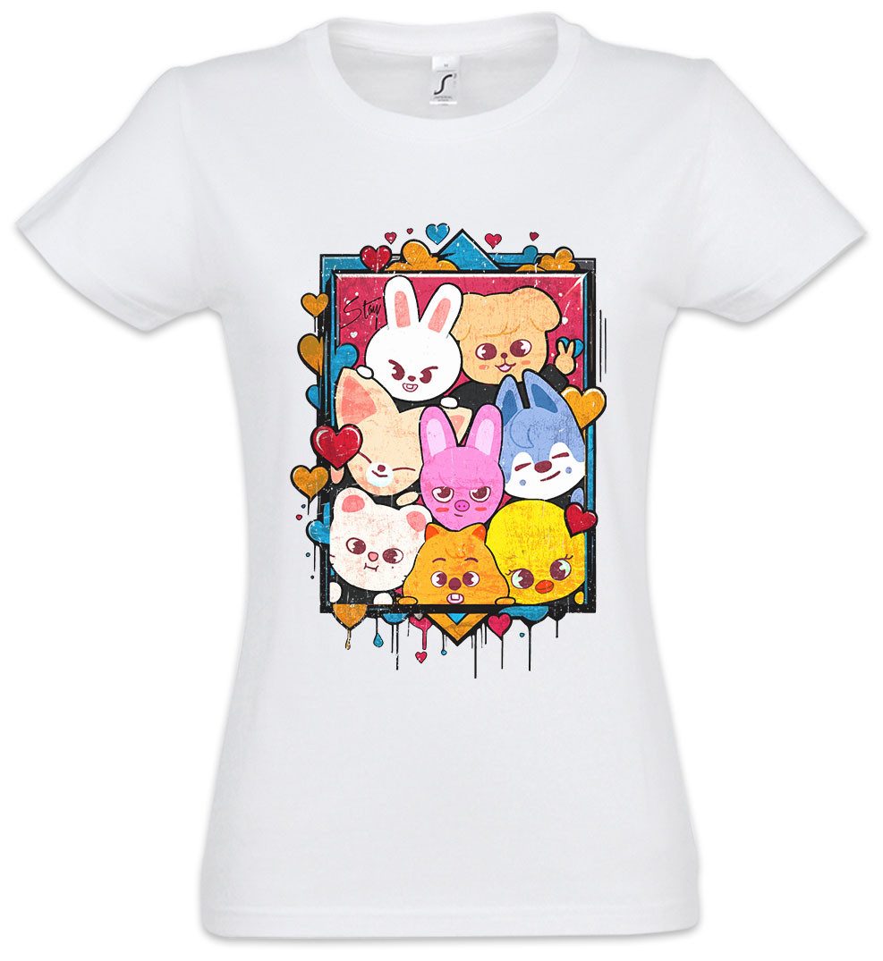 Urban Backwoods Print-Shirt Cute Korean Kids Damen T-Shirt Music Kpop K-Pop 4th Generation Stray (1-tlg) Boy Group Idol Band