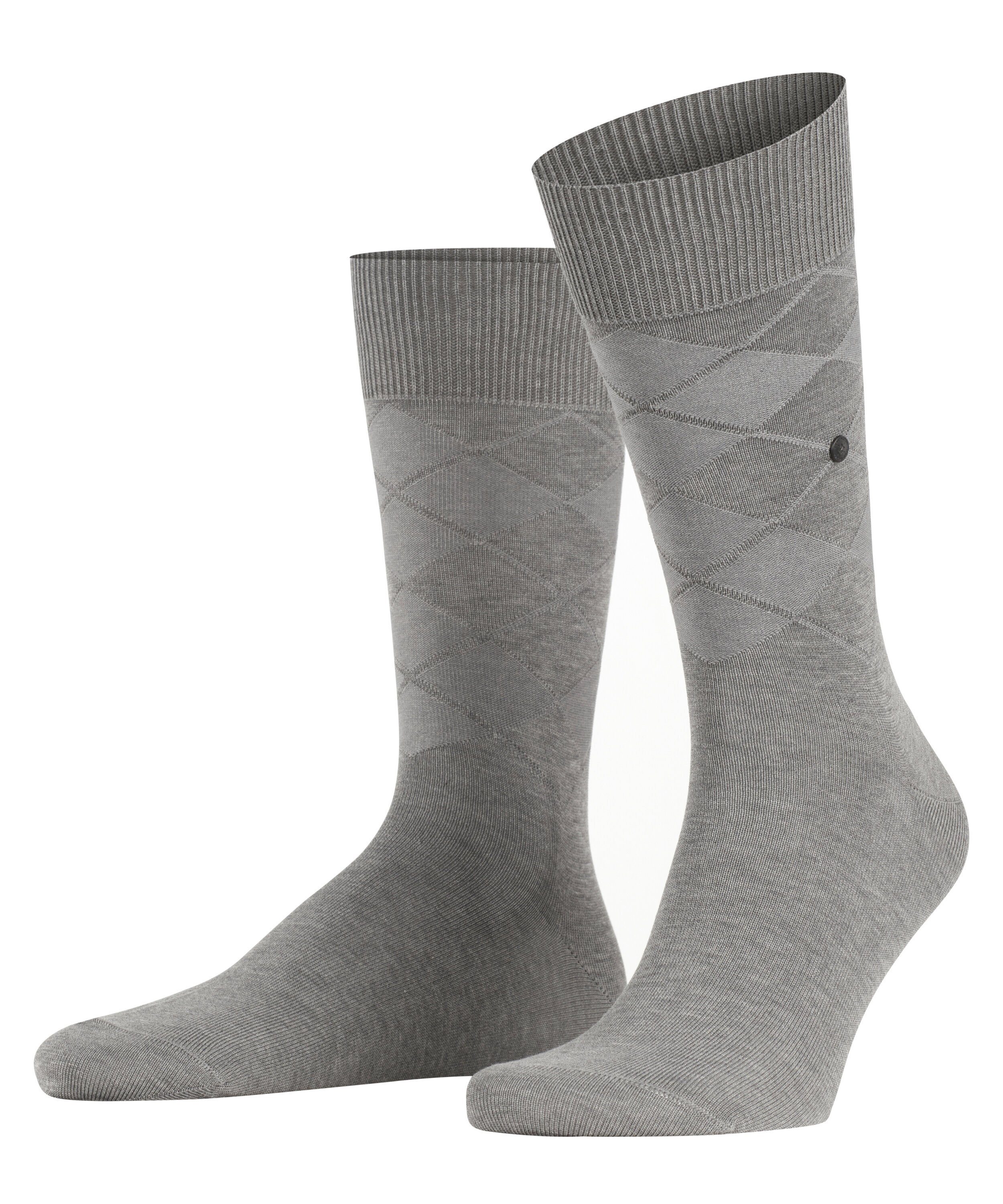mel. steel Burlington (1-Paar) Black Rhomb (3165) Socken