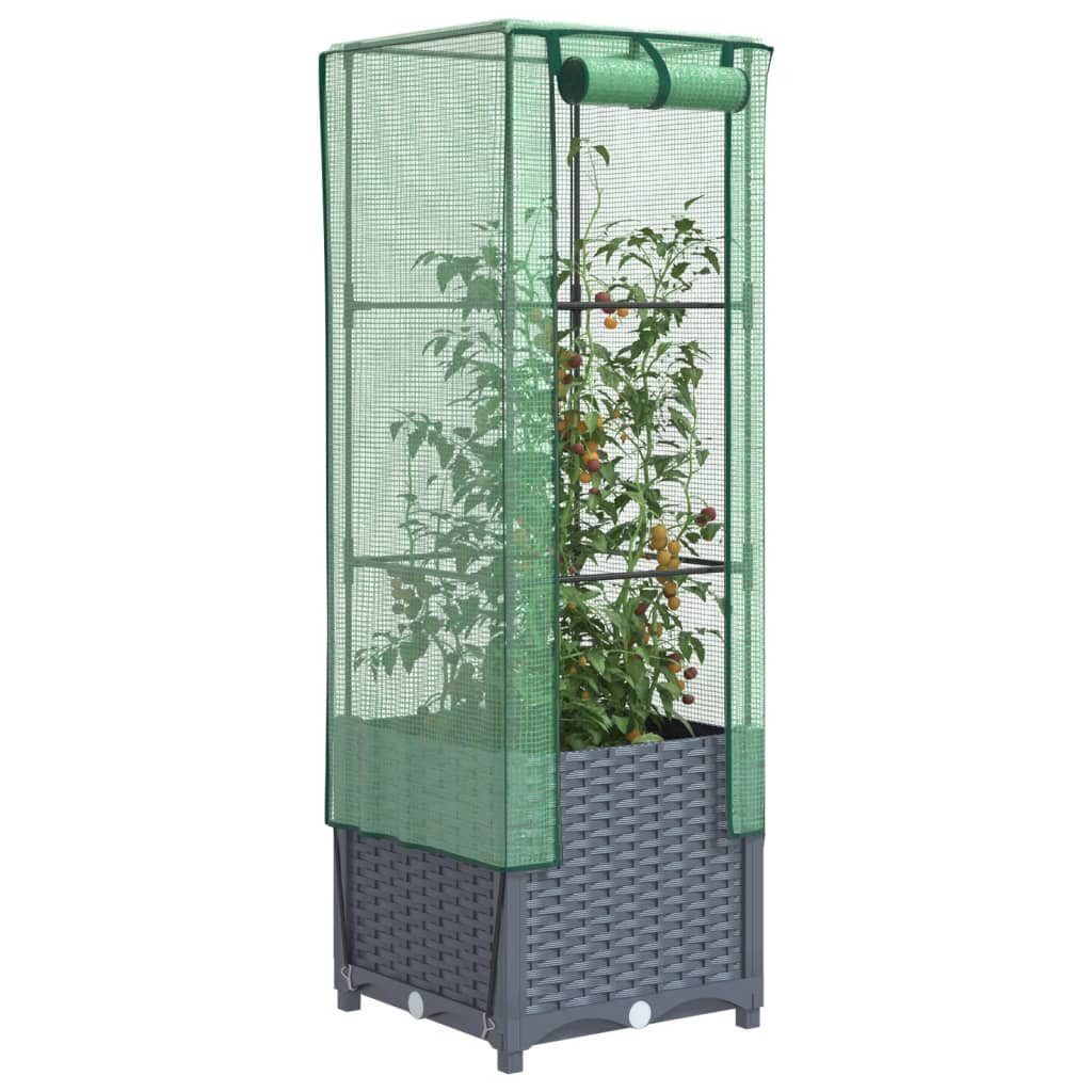 vidaXL Gewächshaus Gewächshaus Hochbeet Anzucht Gewächshaus Aufsatz Rattan-Optik Breite 4