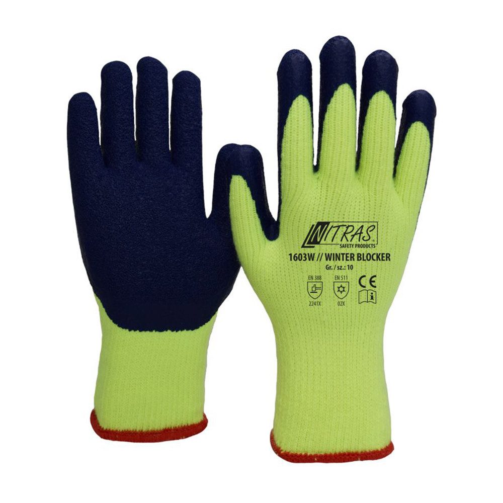 Nitras Winter-Arbeitshandschuhe 1603W Winter Blocker Skihandschuhe Рабочие перчатки neongelb (Packung, 12-St., VPE= 12 Paar, Gr 8-11) Kälteschutz/Atmungsaktiv