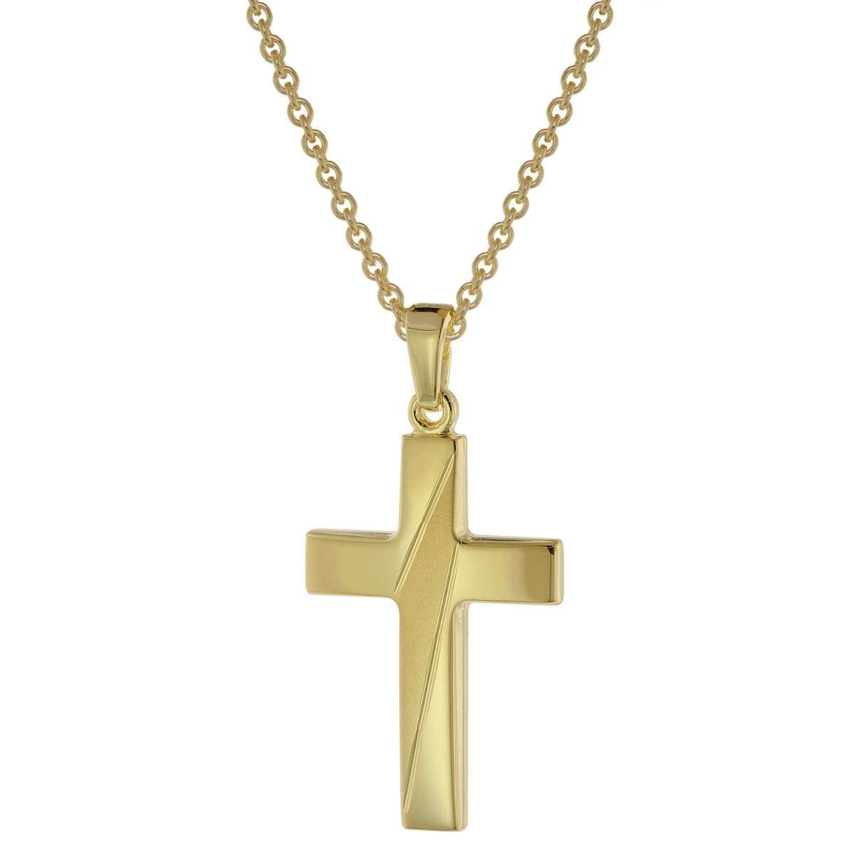 trendor Kreuzkette 75814, mit Kreuz-Anhänger für Herren Gold auf Silber