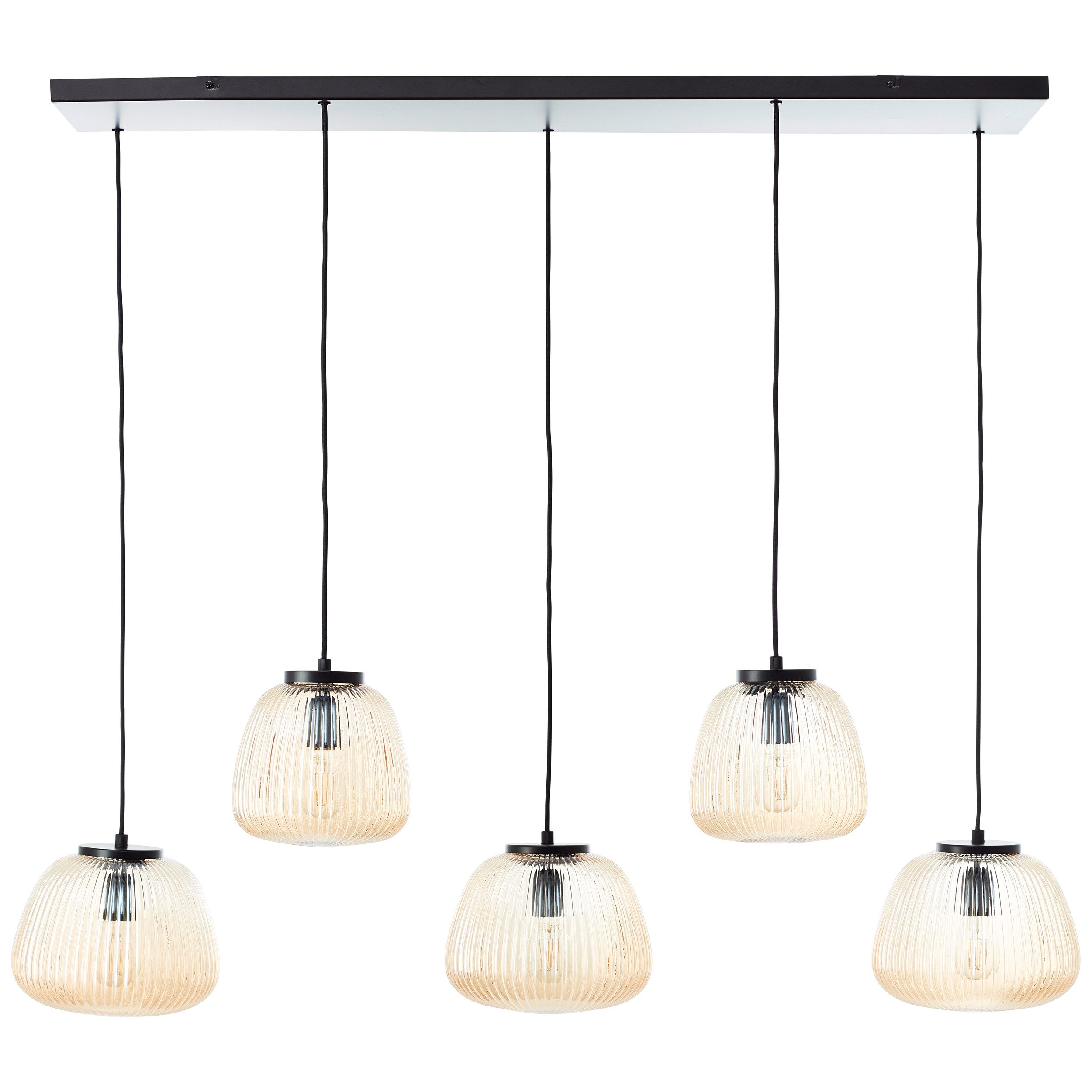 Brilliant Pendelleuchte Kaizen, ohne Leuchtmittel, 150 x 125 x 48 cm, 5 x E27, kürzbar, Riffelglas