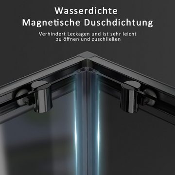 Boromal Dusch-Doppelschiebetür 75x75x185cm Duschkabine Schiebetür Eckeinstieg Duschtür 5mm ESG Glas, 75x185 cm, Einscheibensicherheitsglas, Hochwertiges Rollensystem