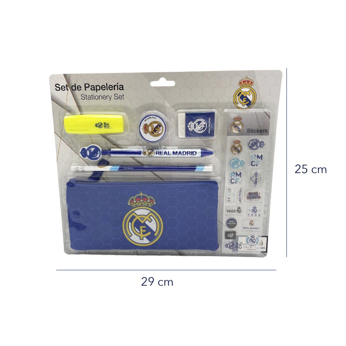 Real Madrid Federmäppchen Real Madrid Schulset mit Federmäppchen, Bleistift und Textmarker